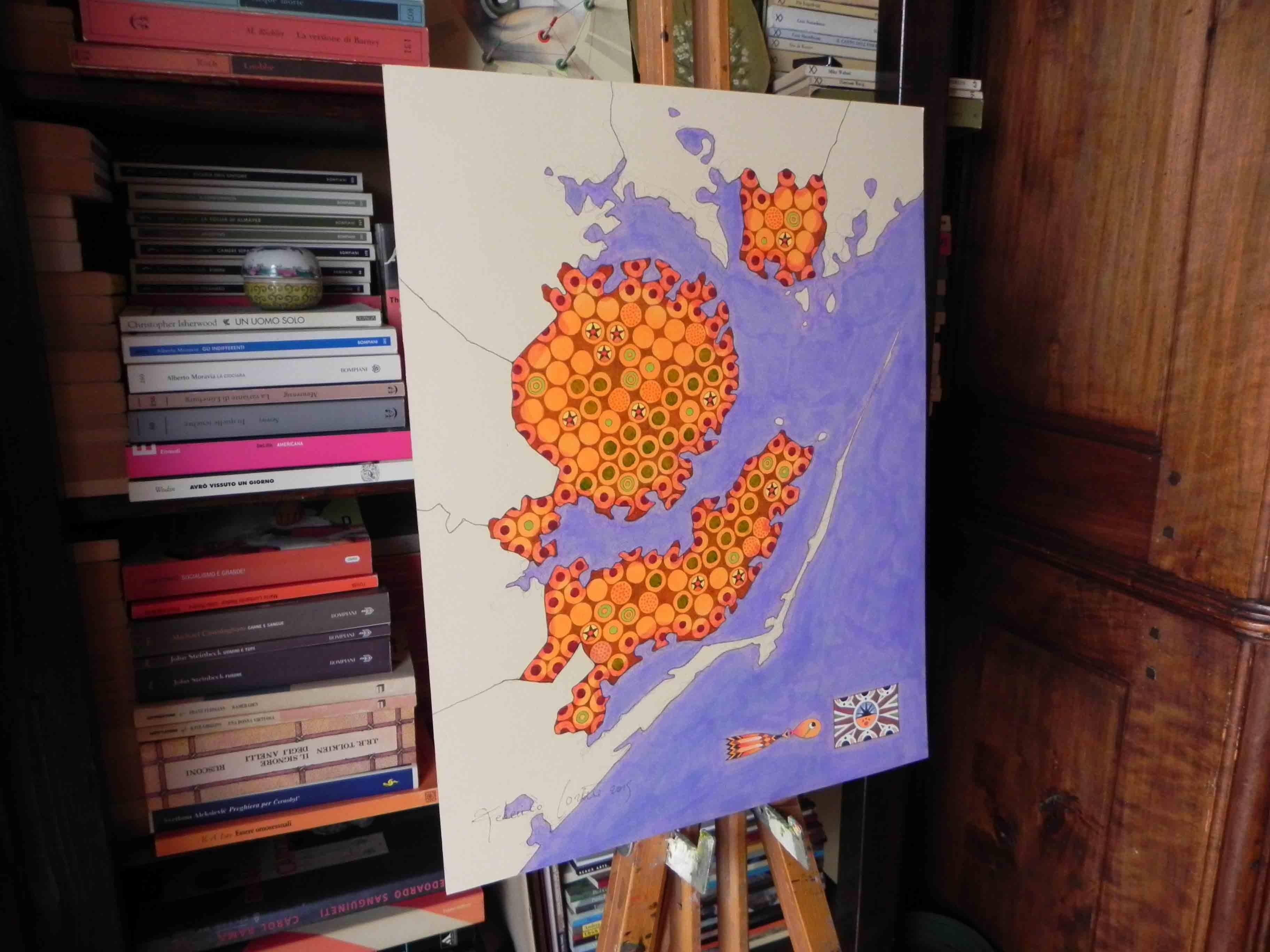 orange nation, Painting, Oil on Paper For Sale 2