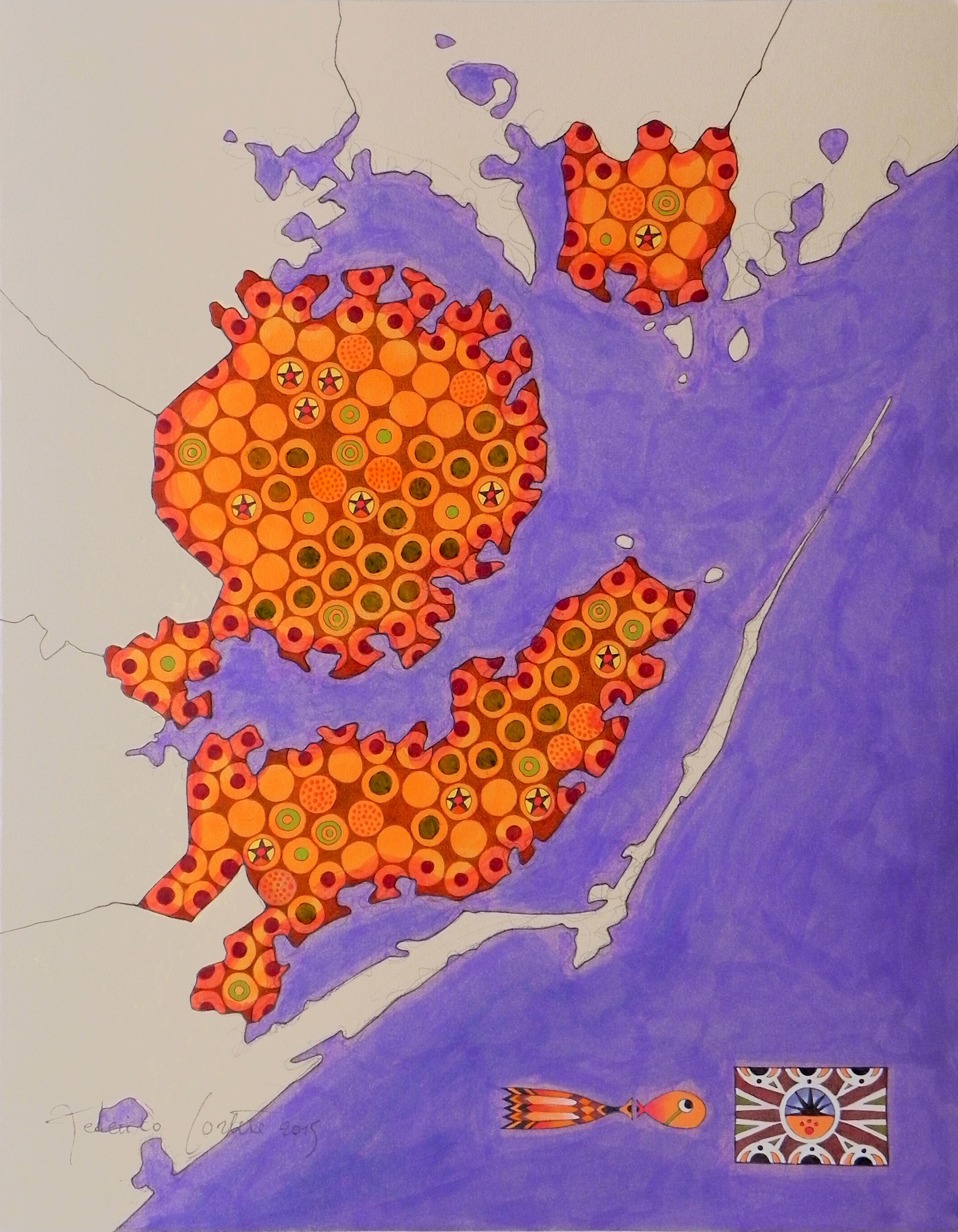 Federico Cortese Abstract Painting - orange nation, Painting, Oil on Paper