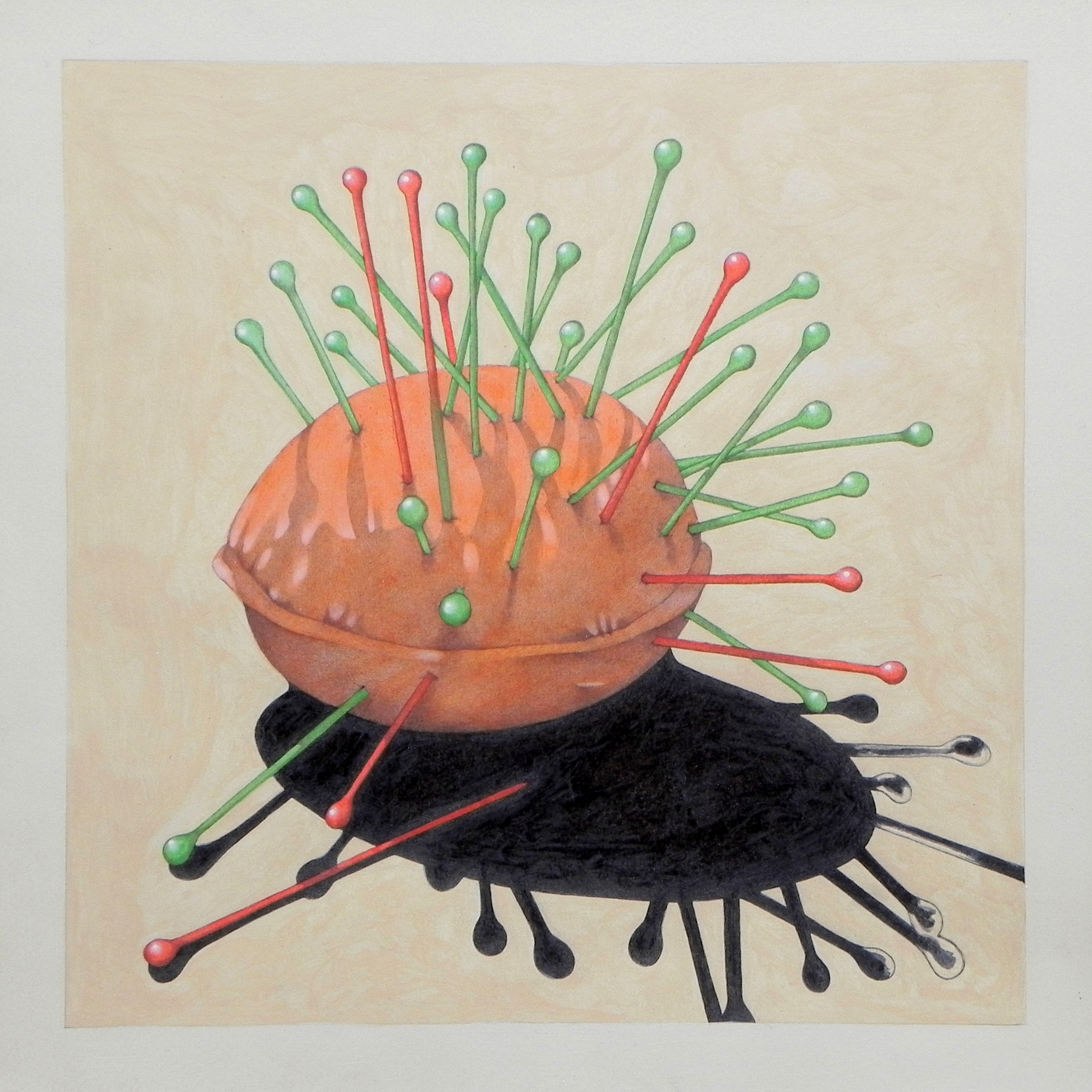 Federico Cortese Still-Life Painting - Pincushion, Painting, Oil on Paper