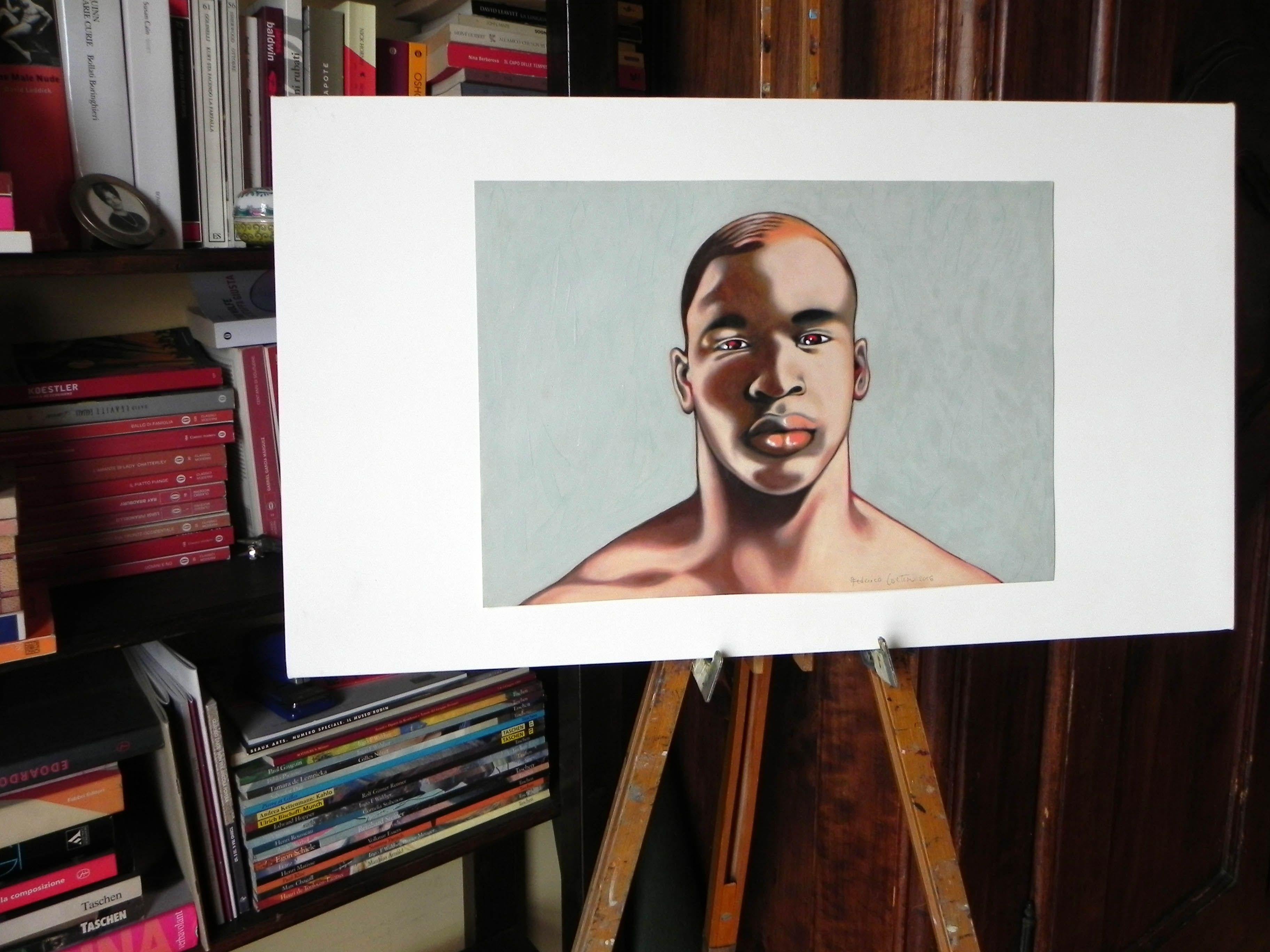 Portrait, Painting, Oil on Paper For Sale 3