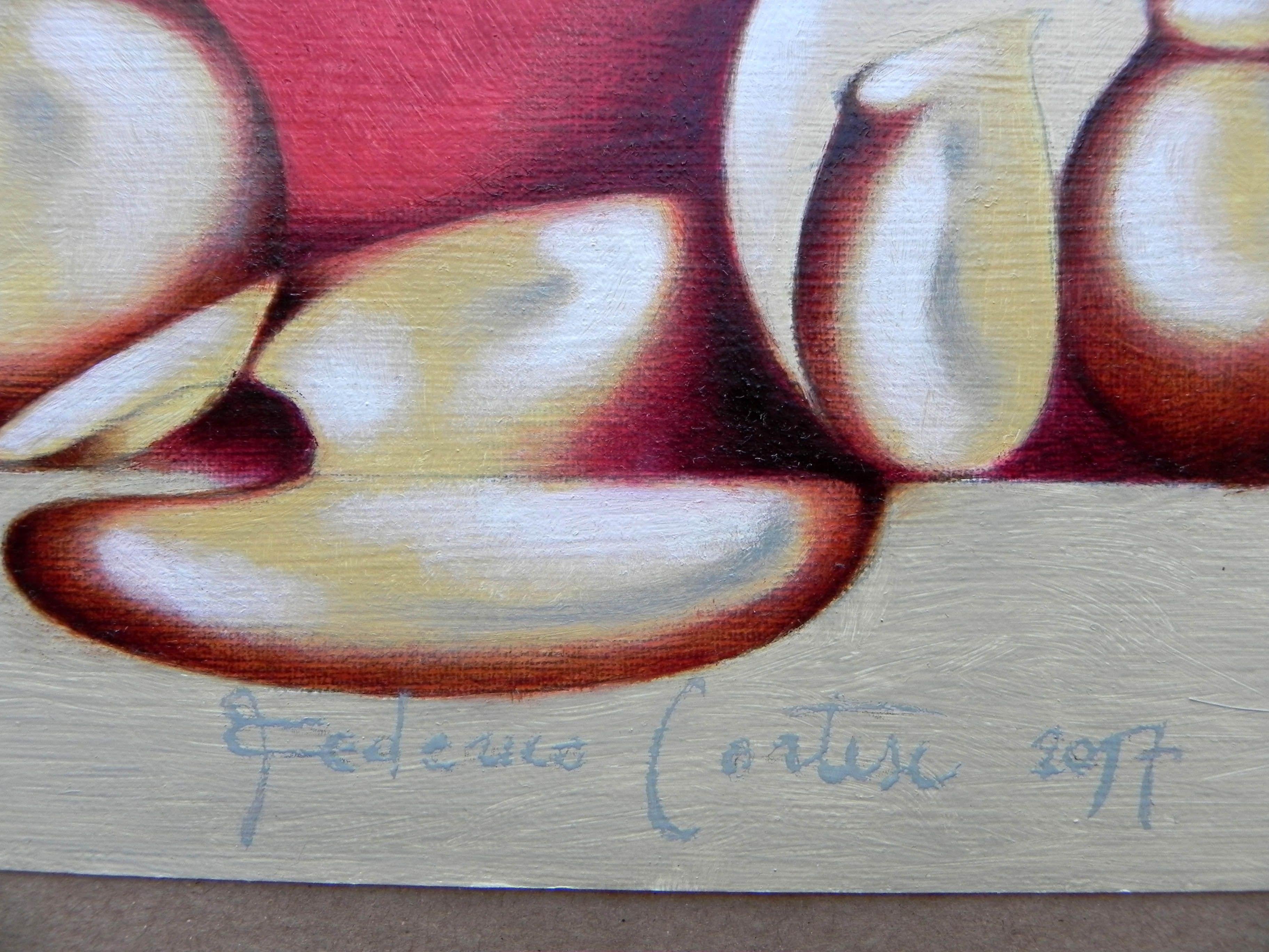 Cerámica, Pintura, Óleo sobre papel - Still-Life Painting Gris de Federico Cortese