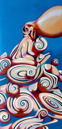 Psychedelic octopus, Painting, Oil on Paper