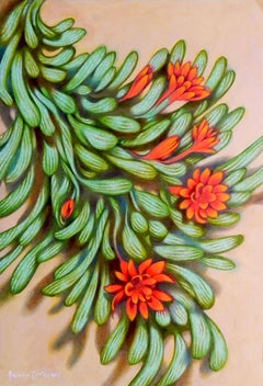 red flowers II, Painting, Oil on Paper
