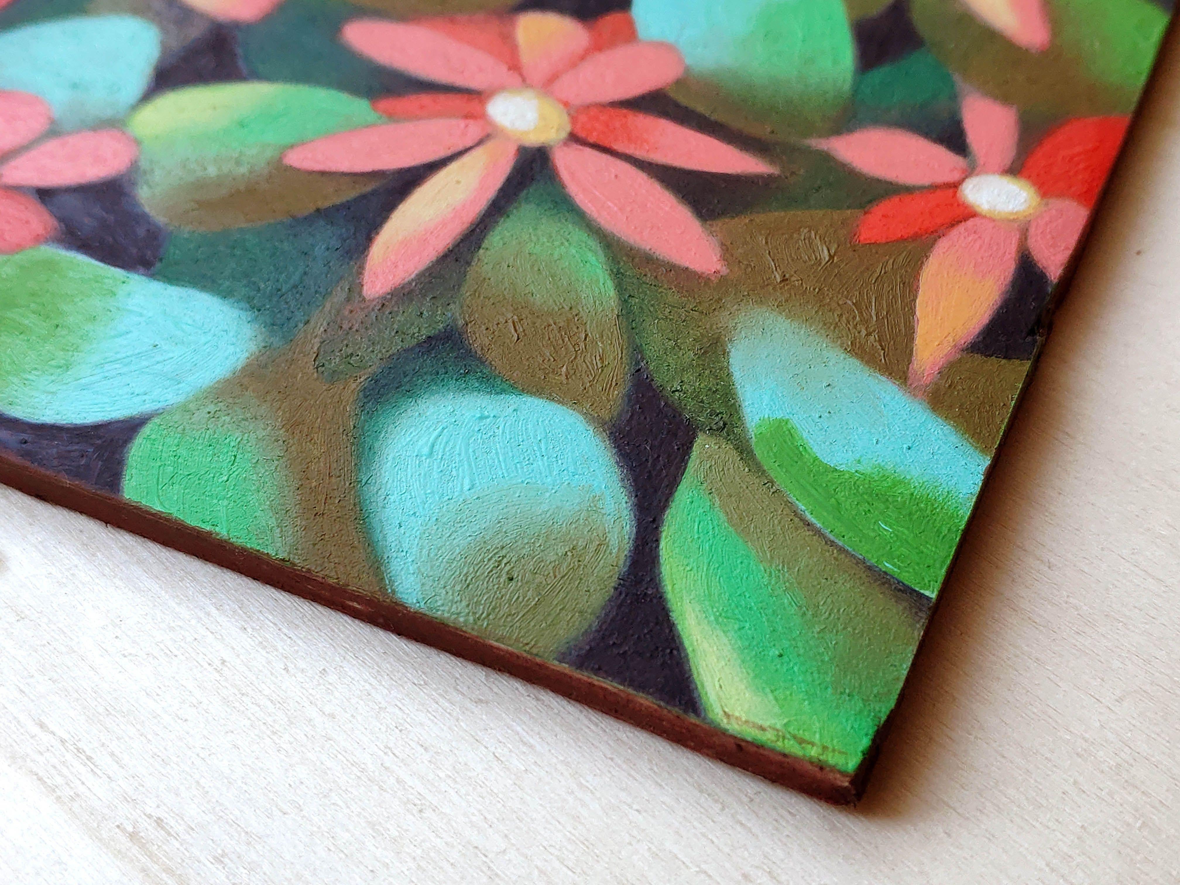 Fiori rossi, Pittura, Olio su pannello di Wood in vendita 1