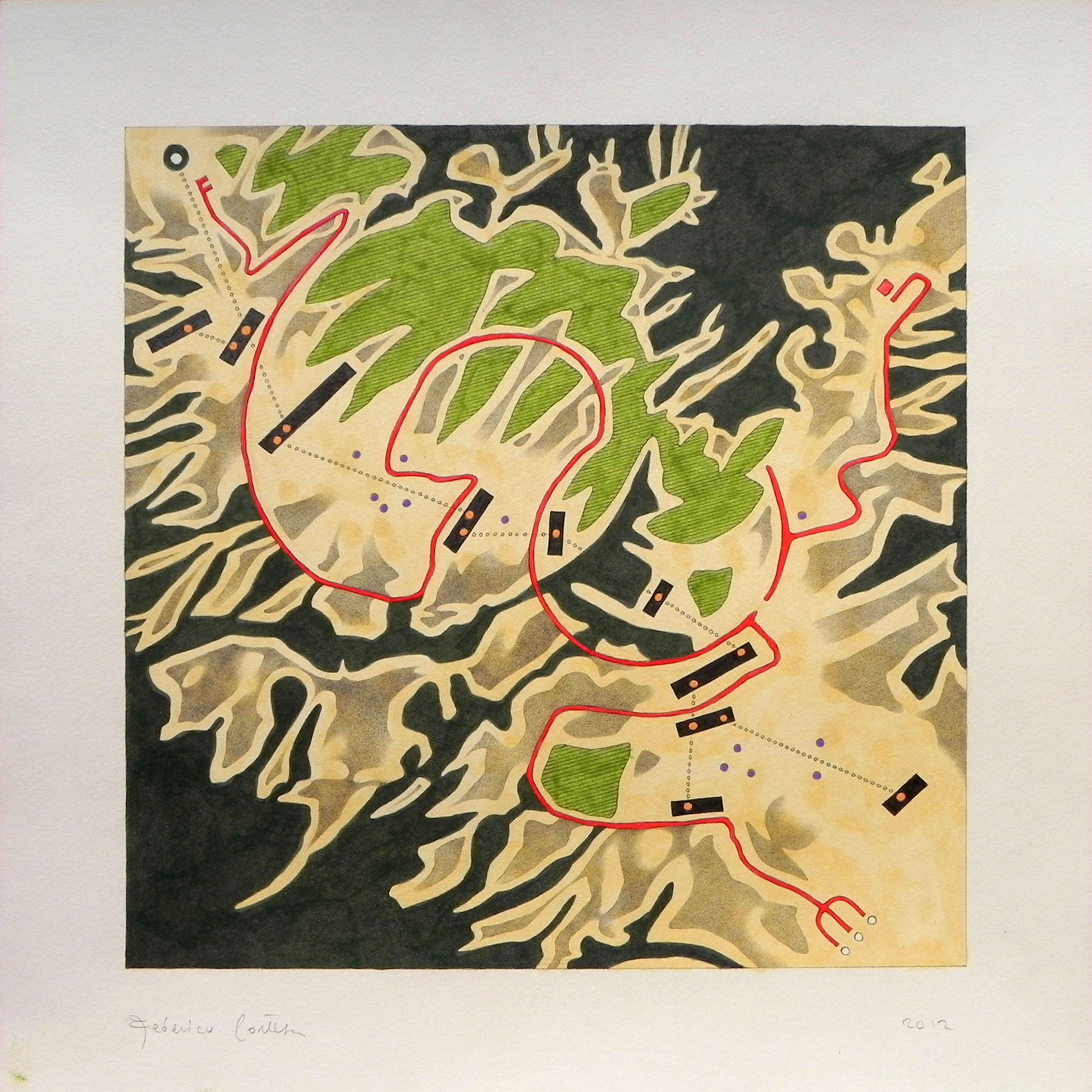 route number 6, Painting, Oil on Paper