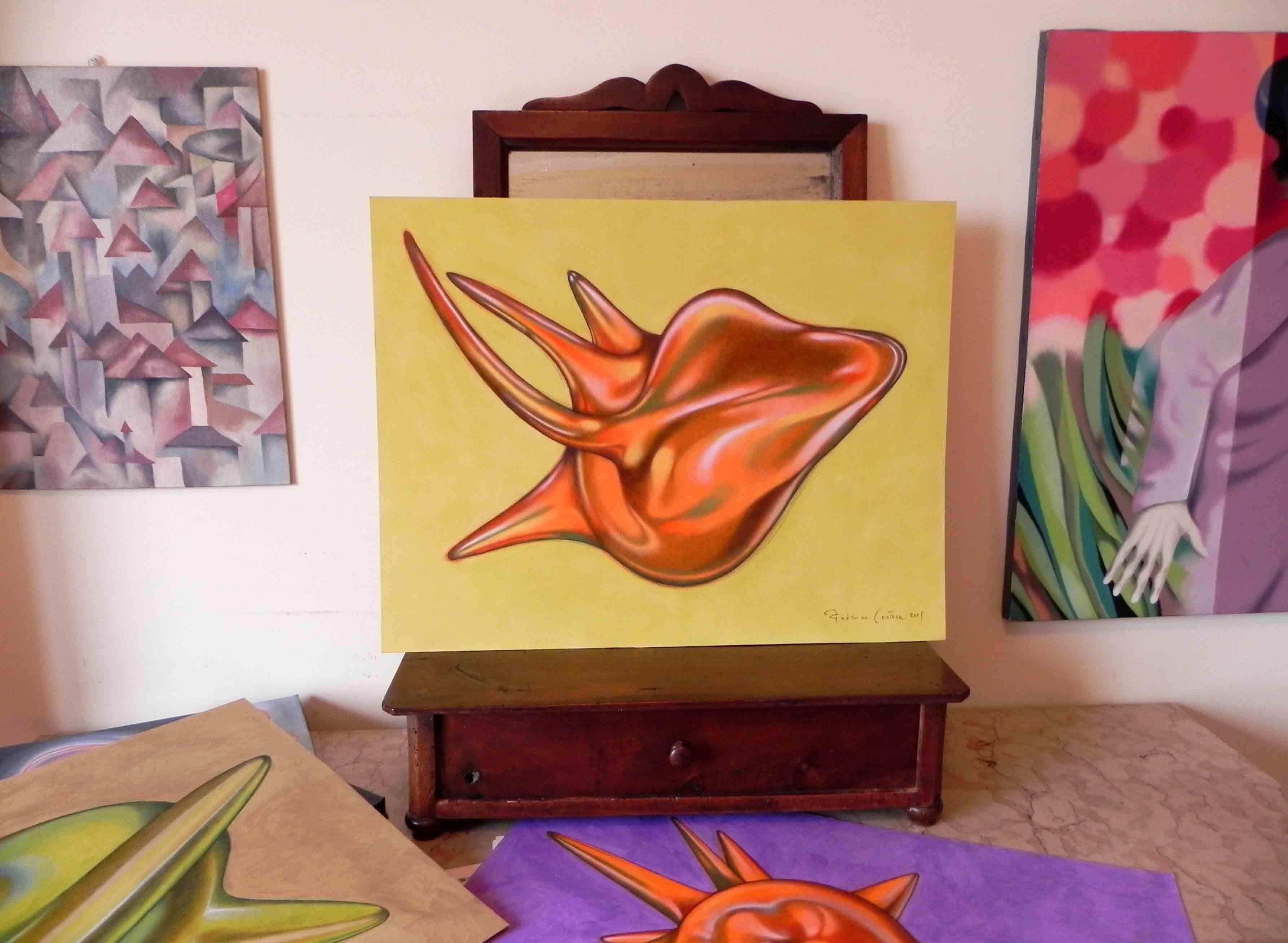 sharp heart, Painting, Oil on Paper For Sale 1