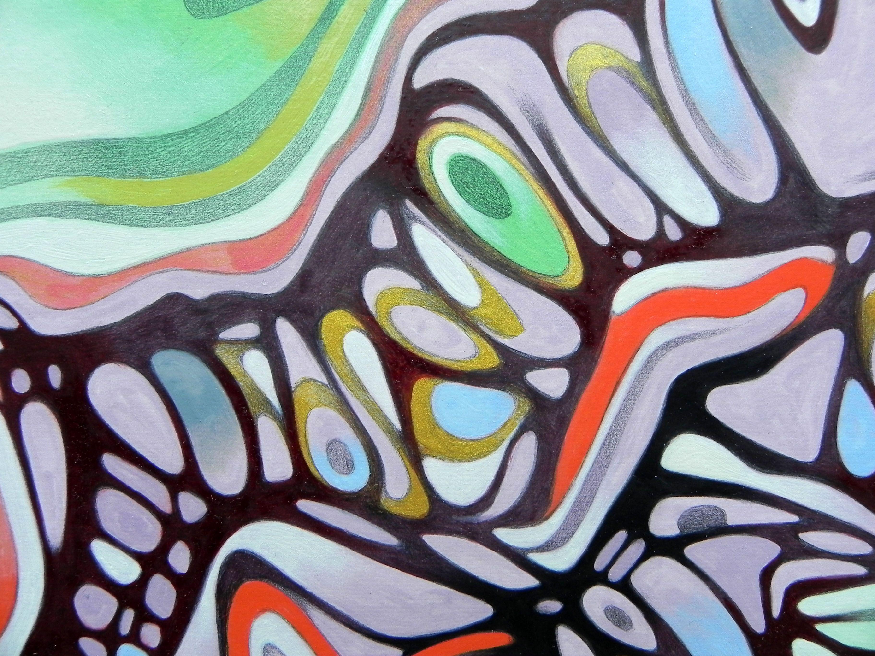 Tension number 4, Painting, Oil on Paper - Gray Abstract Painting by Federico Cortese