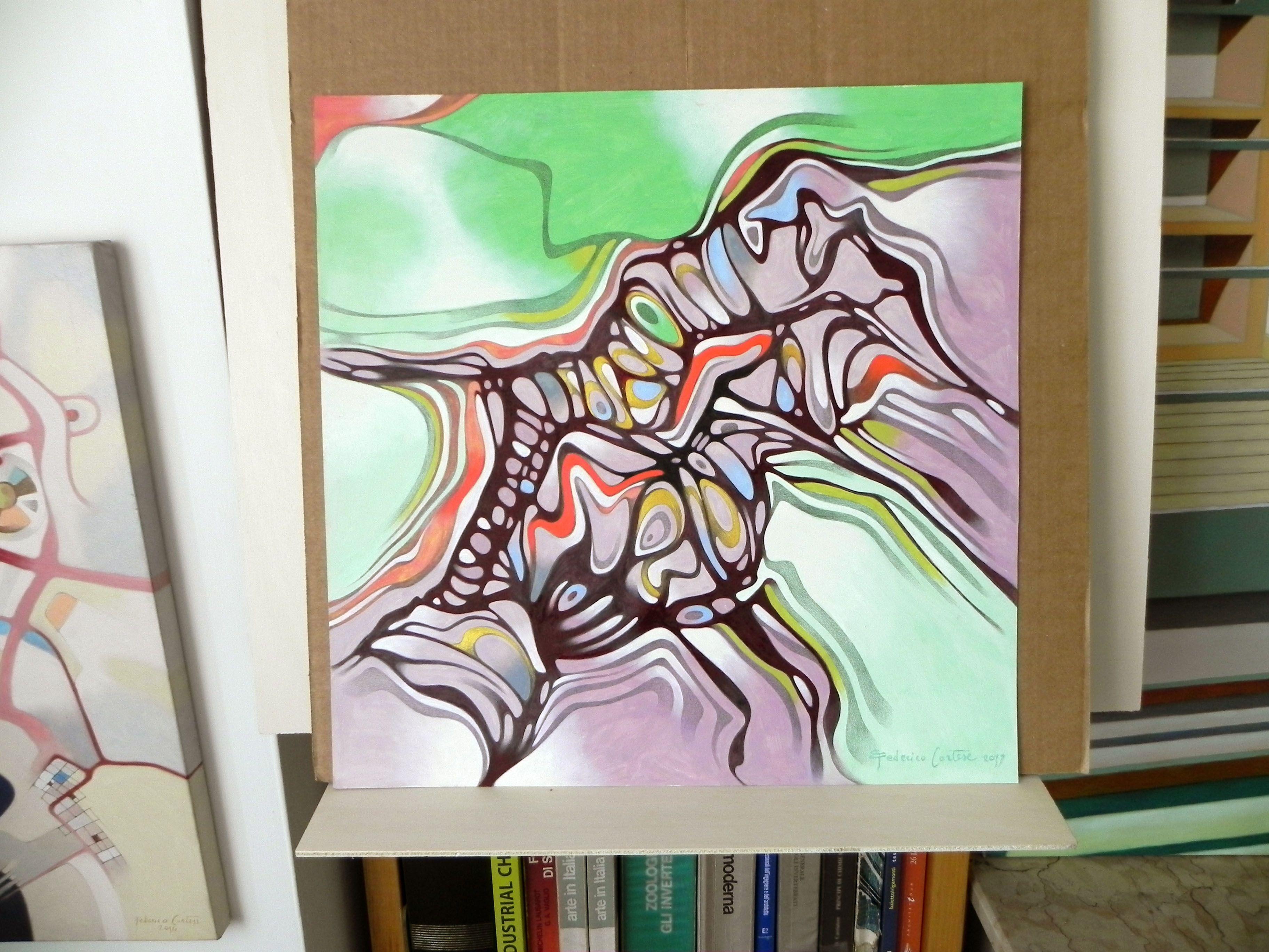 Tension number 4, Painting, Oil on Paper For Sale 2