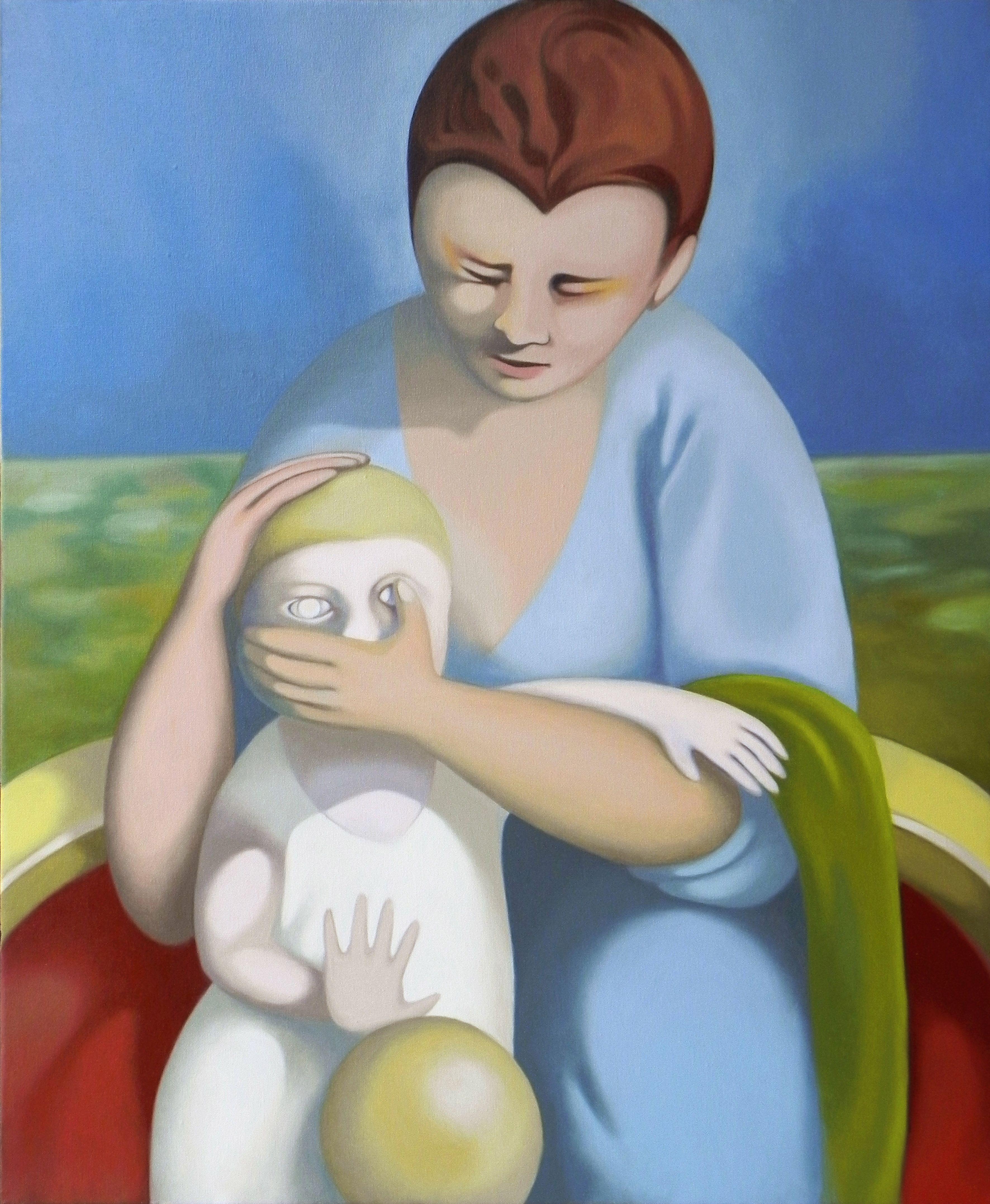 Il figlio cieco, Pittura, Olio su tela - Painting di Federico Cortese
