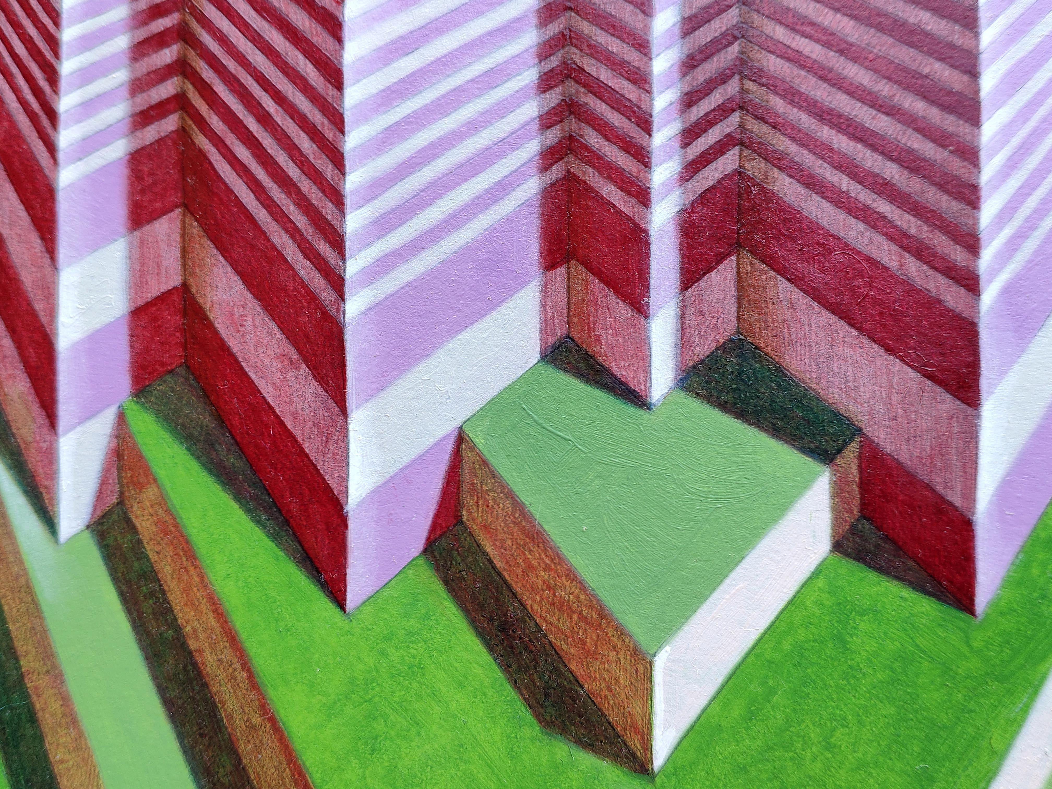Das Schloss, Gemälde, Öl auf Papier im Angebot 1