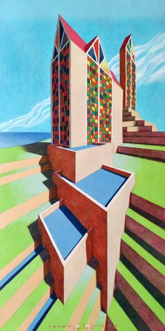 The castle, Painting, Oil on Paper