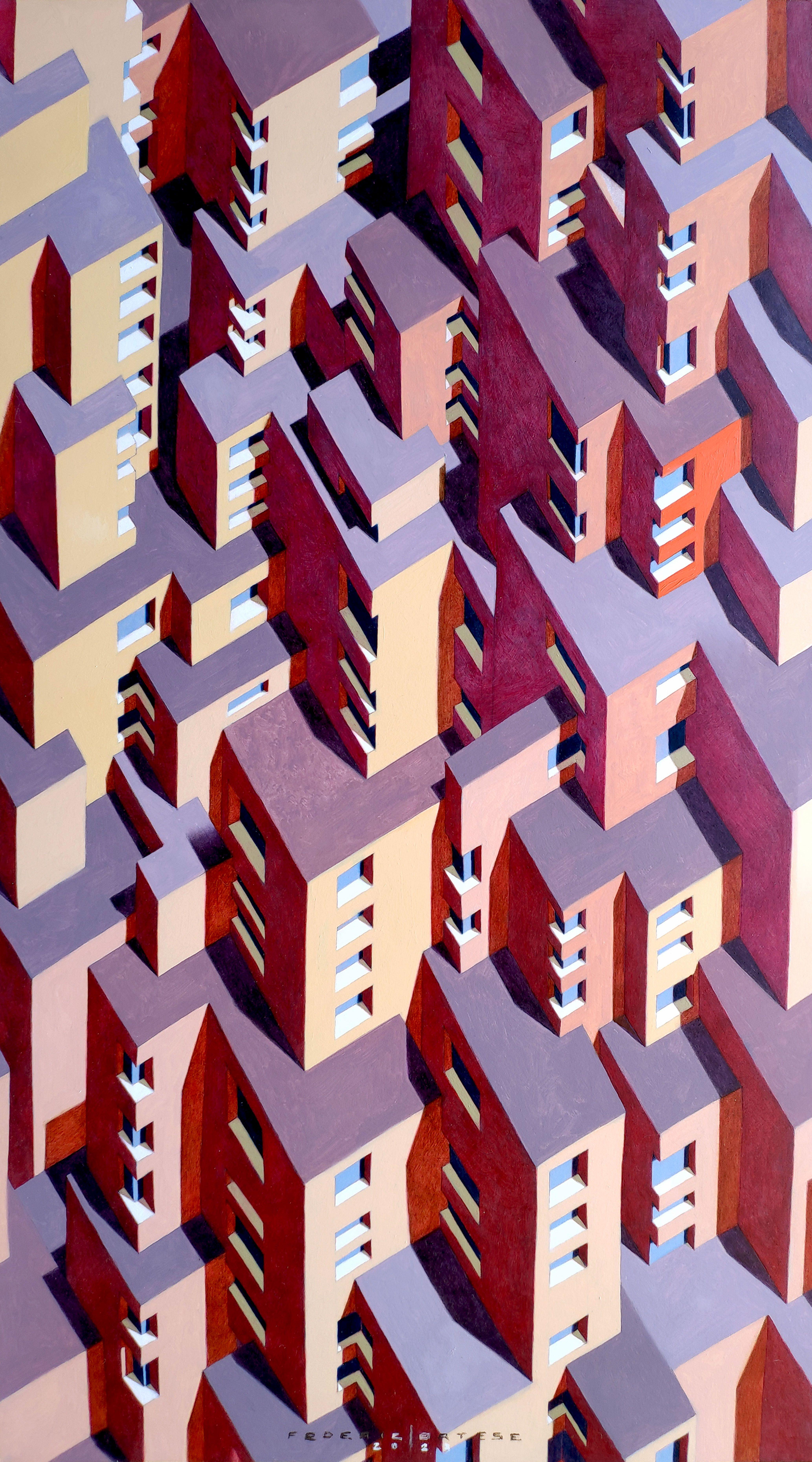 The infinite city, Painting, Oil on Paper