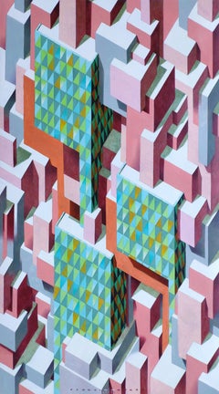 The infinite city, Painting, Oil on Paper