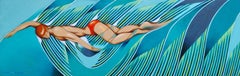 The swimmer, Painting, Oil on Wood Panel