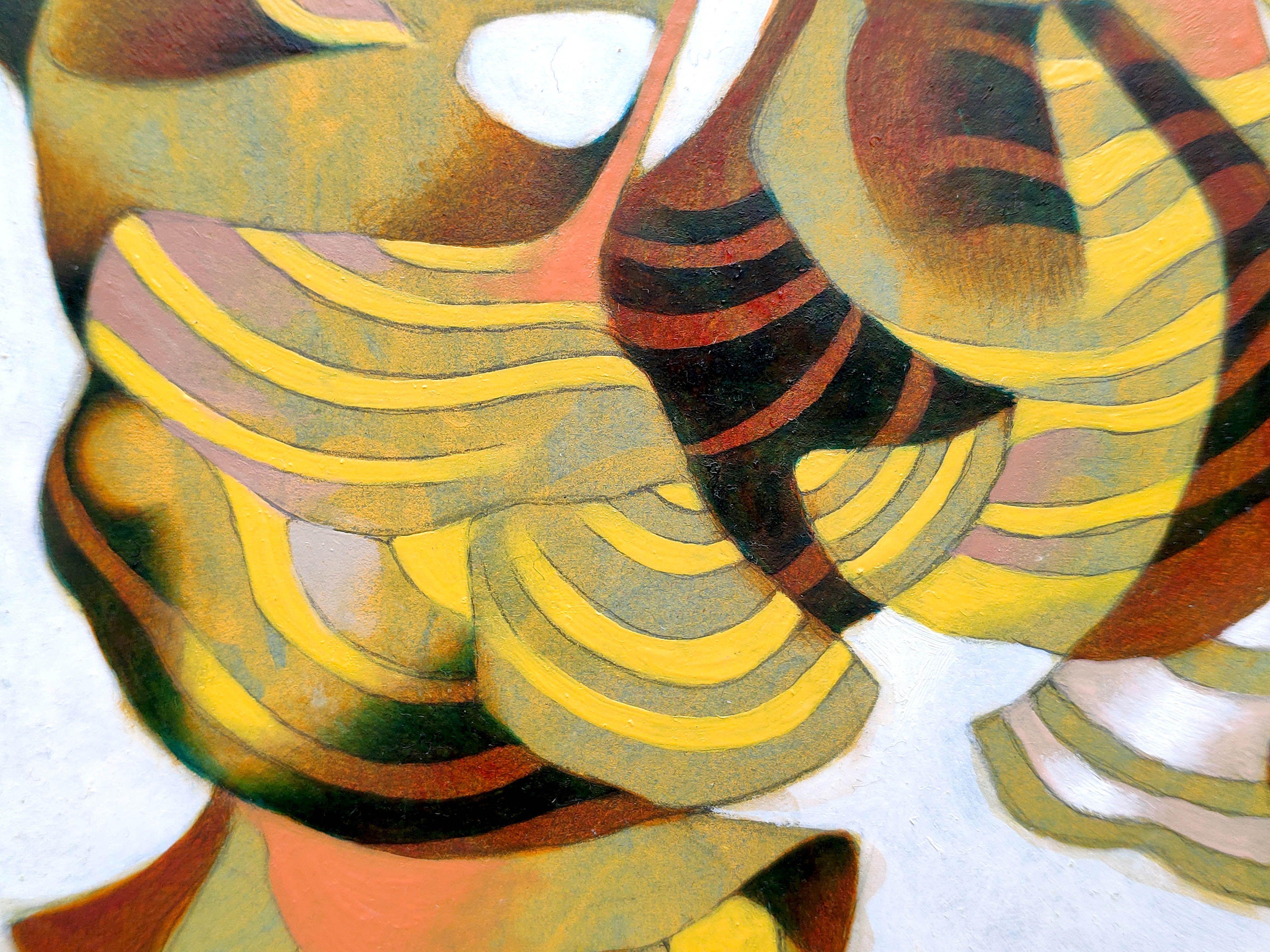 Under the shadow of a tree, Painting, Oil on Paper For Sale 1