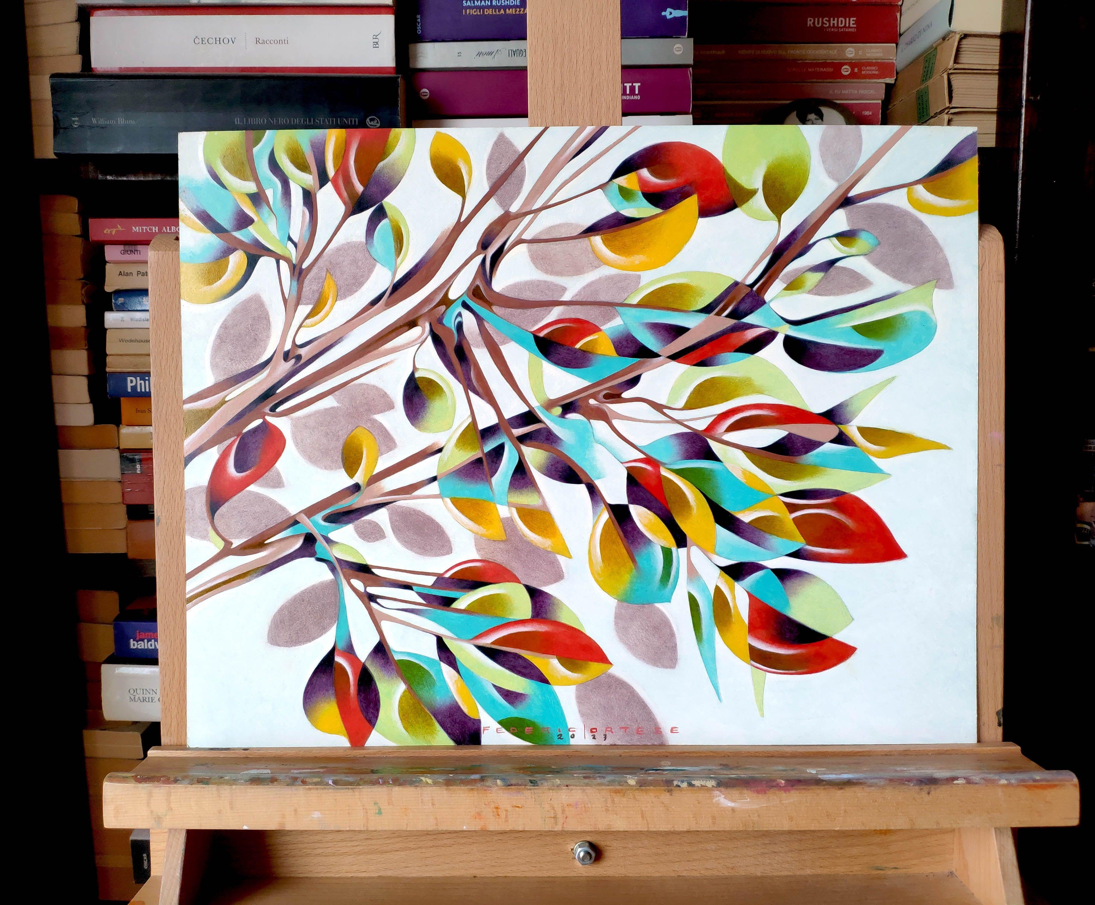 Under the shadow of a tree, Painting, Oil on Paper For Sale 3