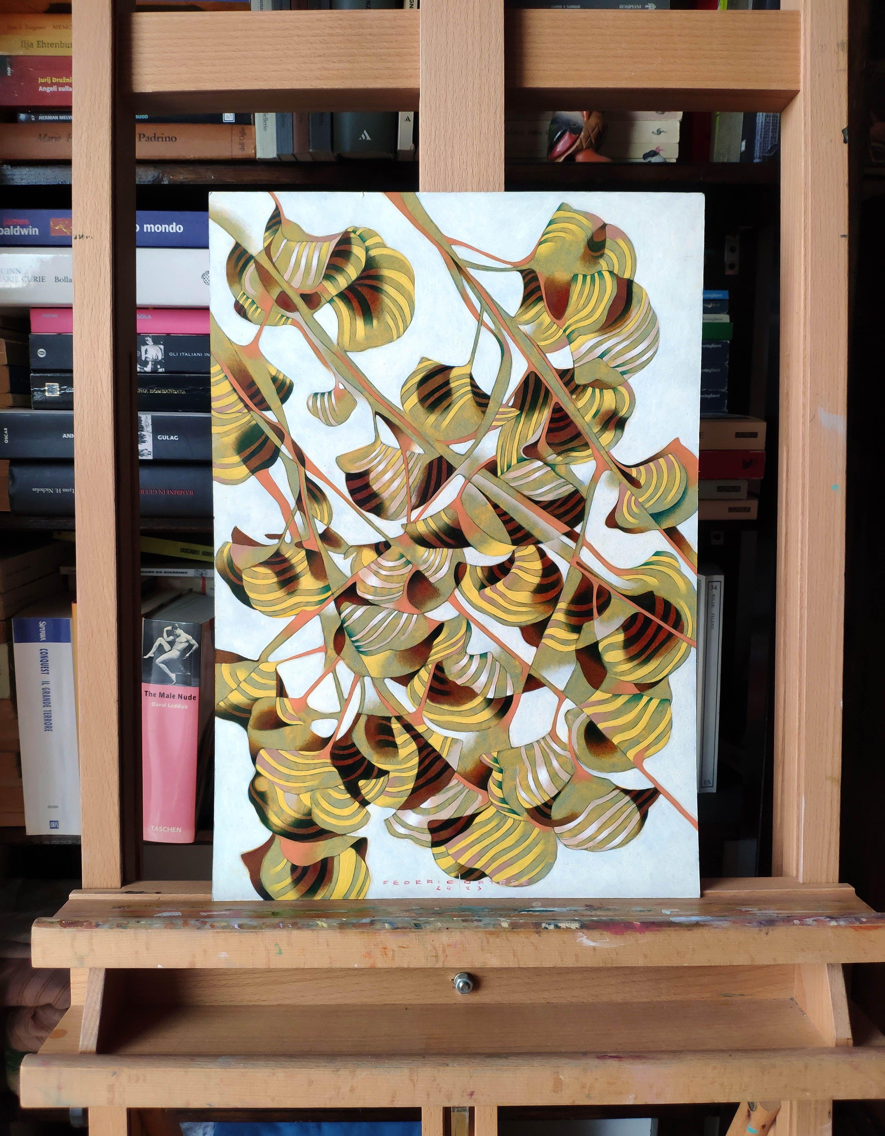 Under the shadow of a tree, Painting, Oil on Paper For Sale 4