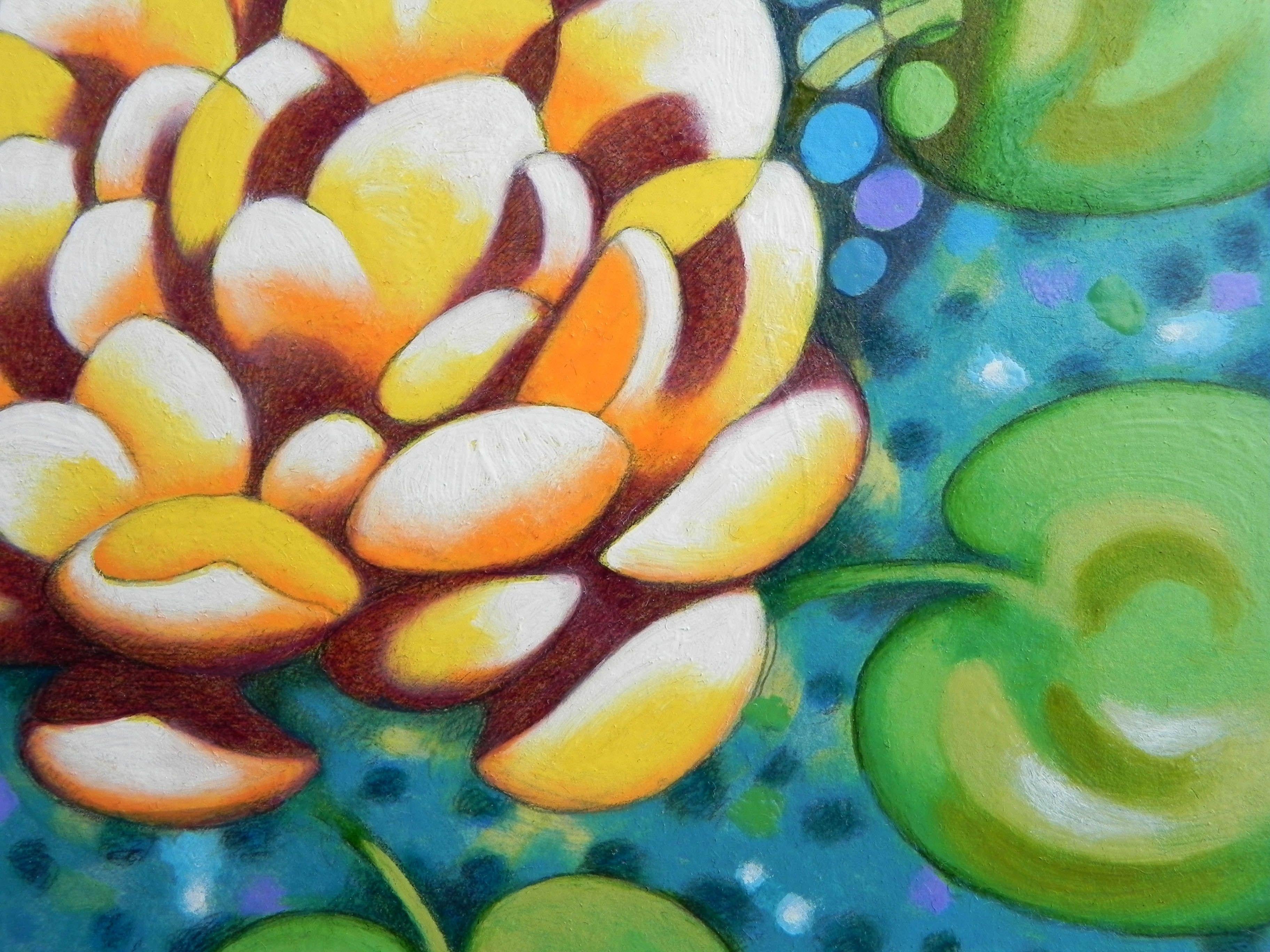 Water lilies, Painting, Oil on Paper For Sale 1