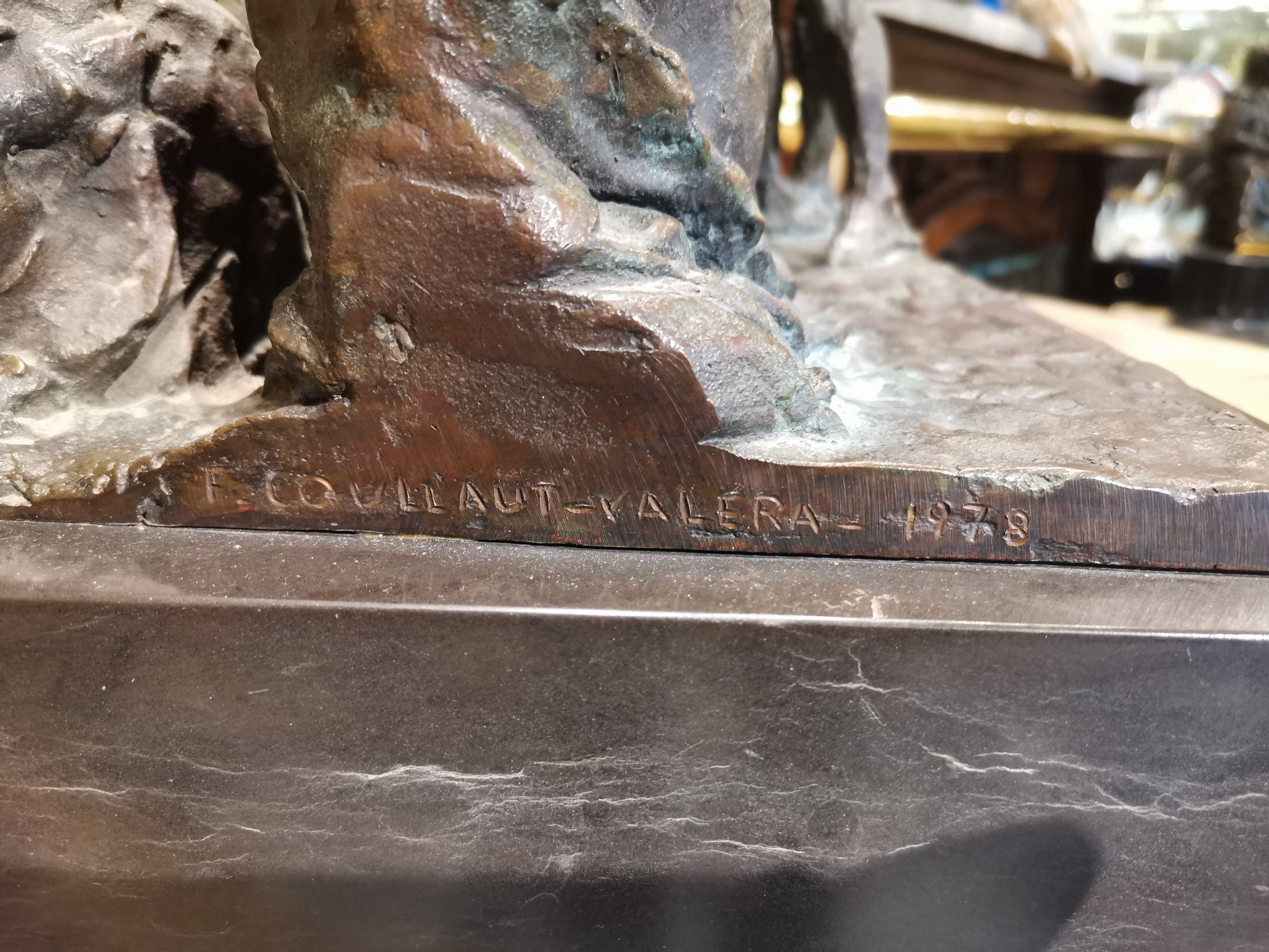 Federico Coullaut Valera Sculpture in Bronze After Engraving of Goya, 1978 For Sale 3