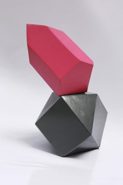 Geometrías espaciales en gris y rosa
