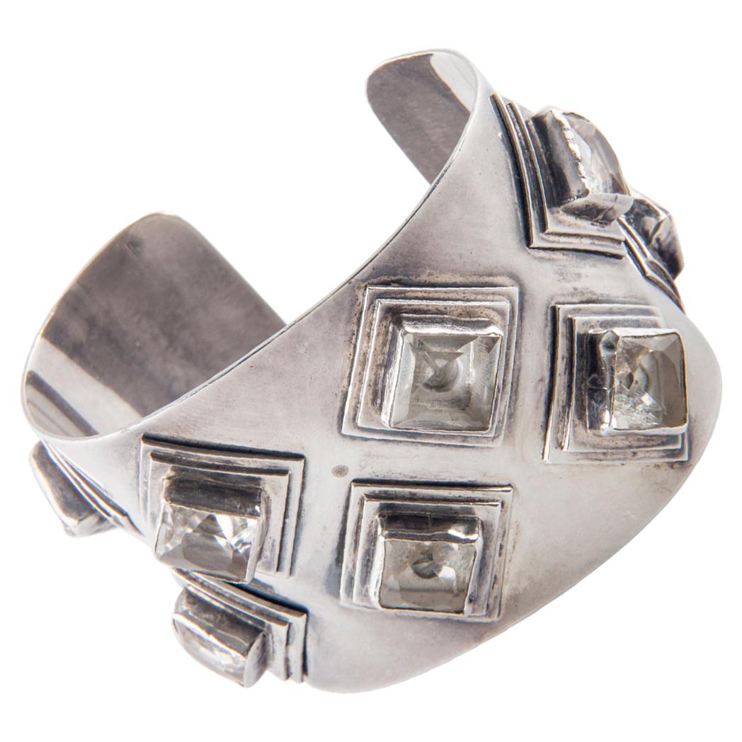 Federico Jimenez Sterling Silver & Quartz Cuff Bracelet