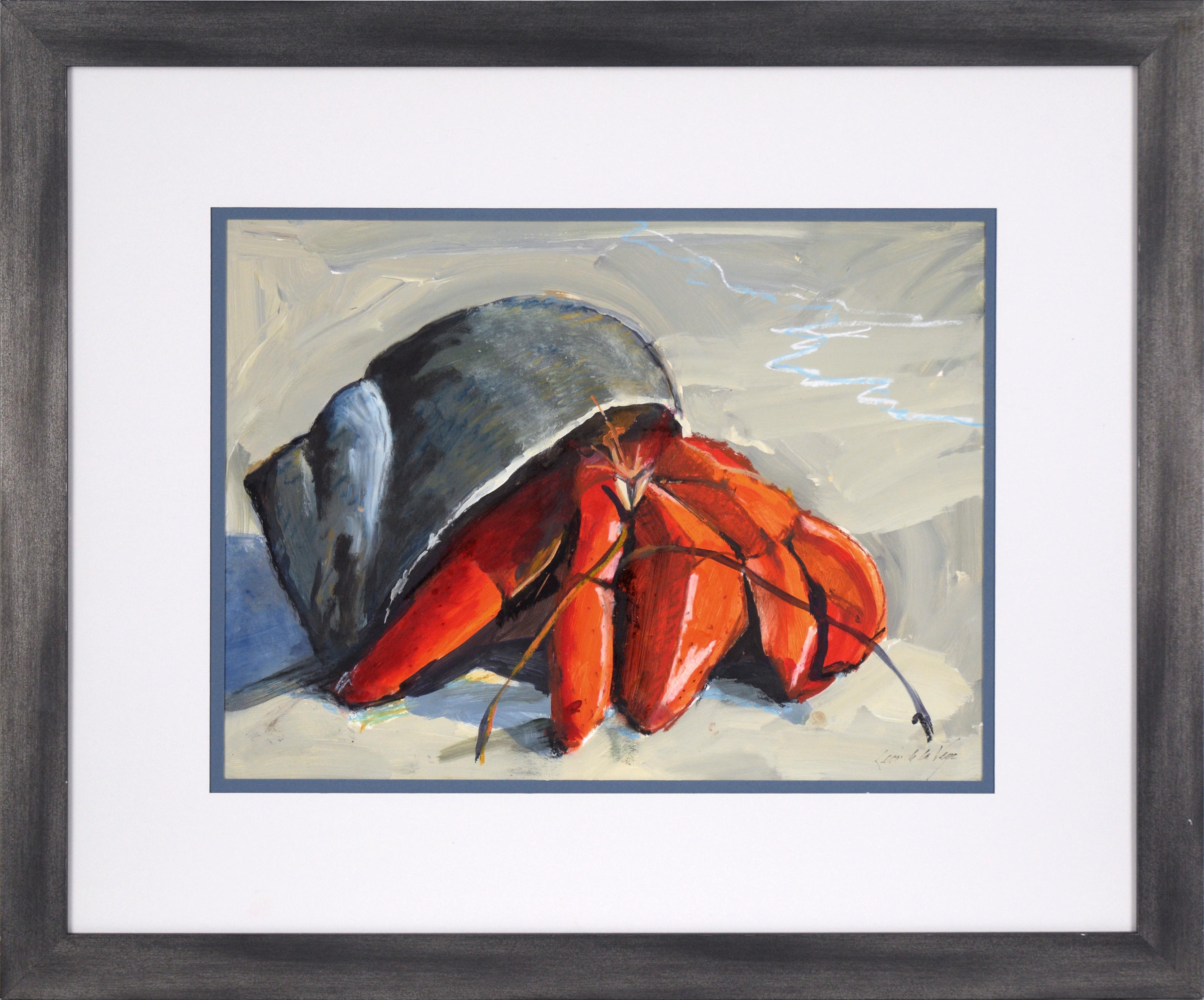 Animal Painting Federico Leon de la Vega - Hermit Crab on the Sand en acrylique sur papier
