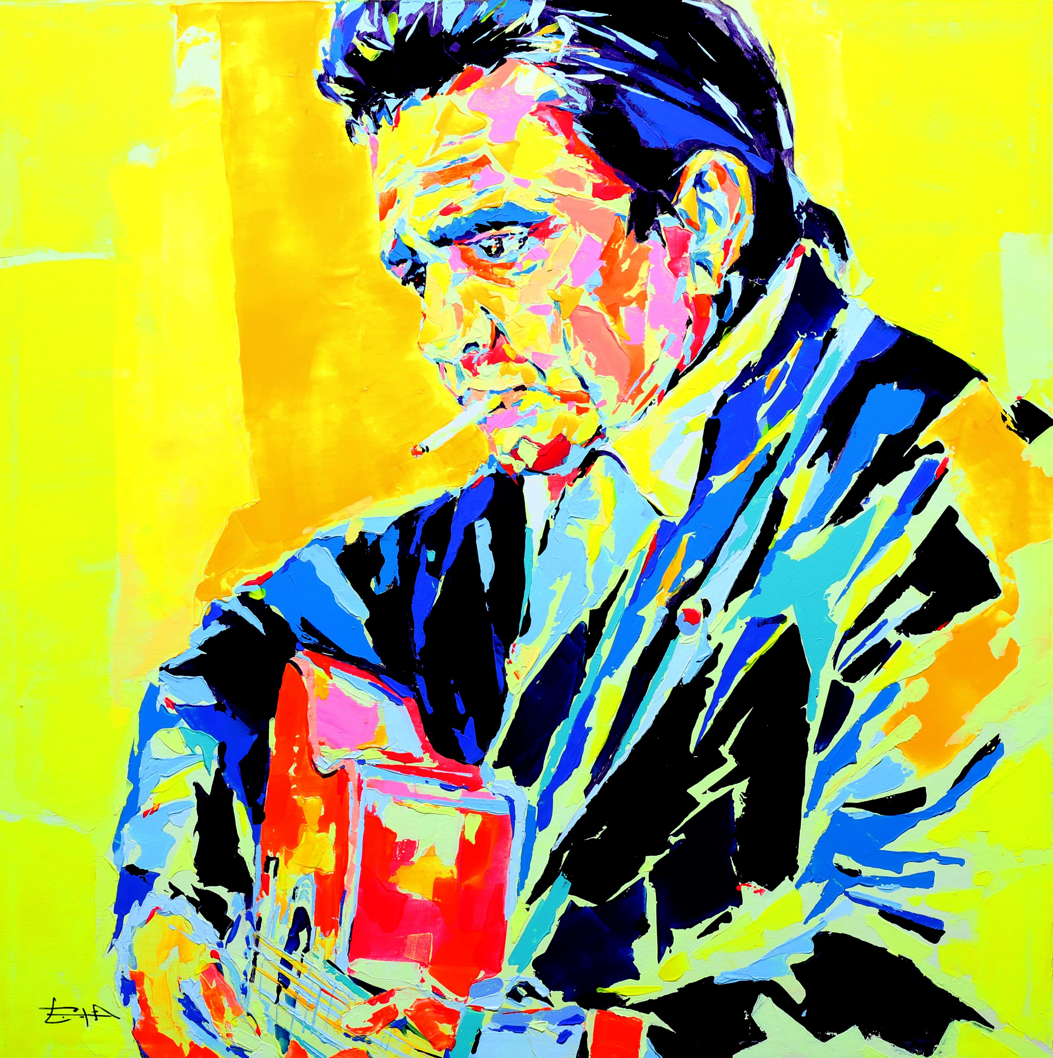 Federico Lopez Portrait Painting - Johnny Cash