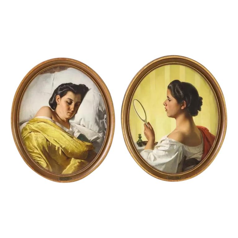 Federico Maldarelli (Italian, 1826-1893) An Exceptional Pair of Oil Paintings

"La Coucher and La Toilette"  - A beautiful pair of oil on canvas paintings in frames. 

Maldarelli, whether in his religious altarpieces and murals or his portraits of