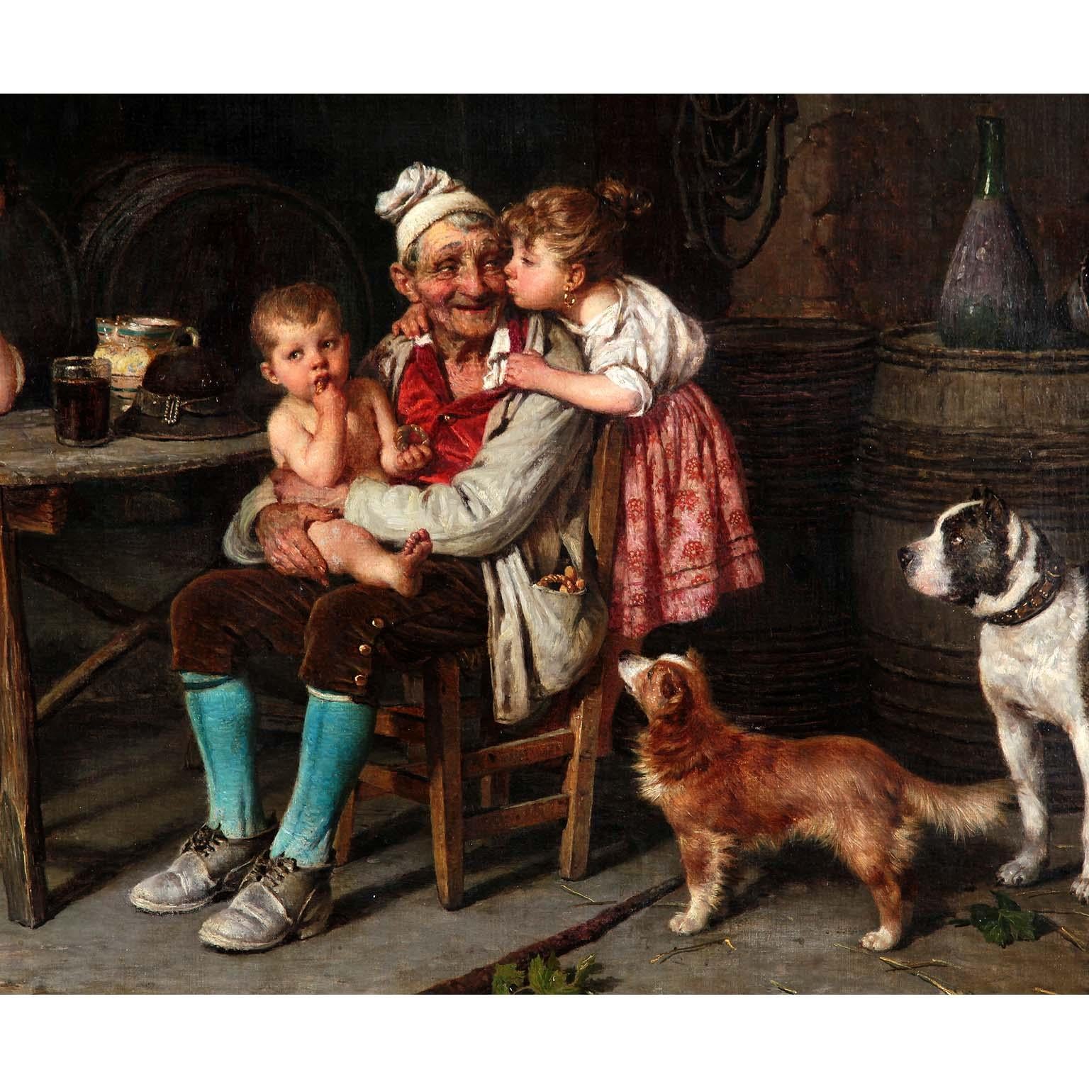 Country Huile sur toile du XIXe siècle de Federico Mazzotta, Grand-père. en vente