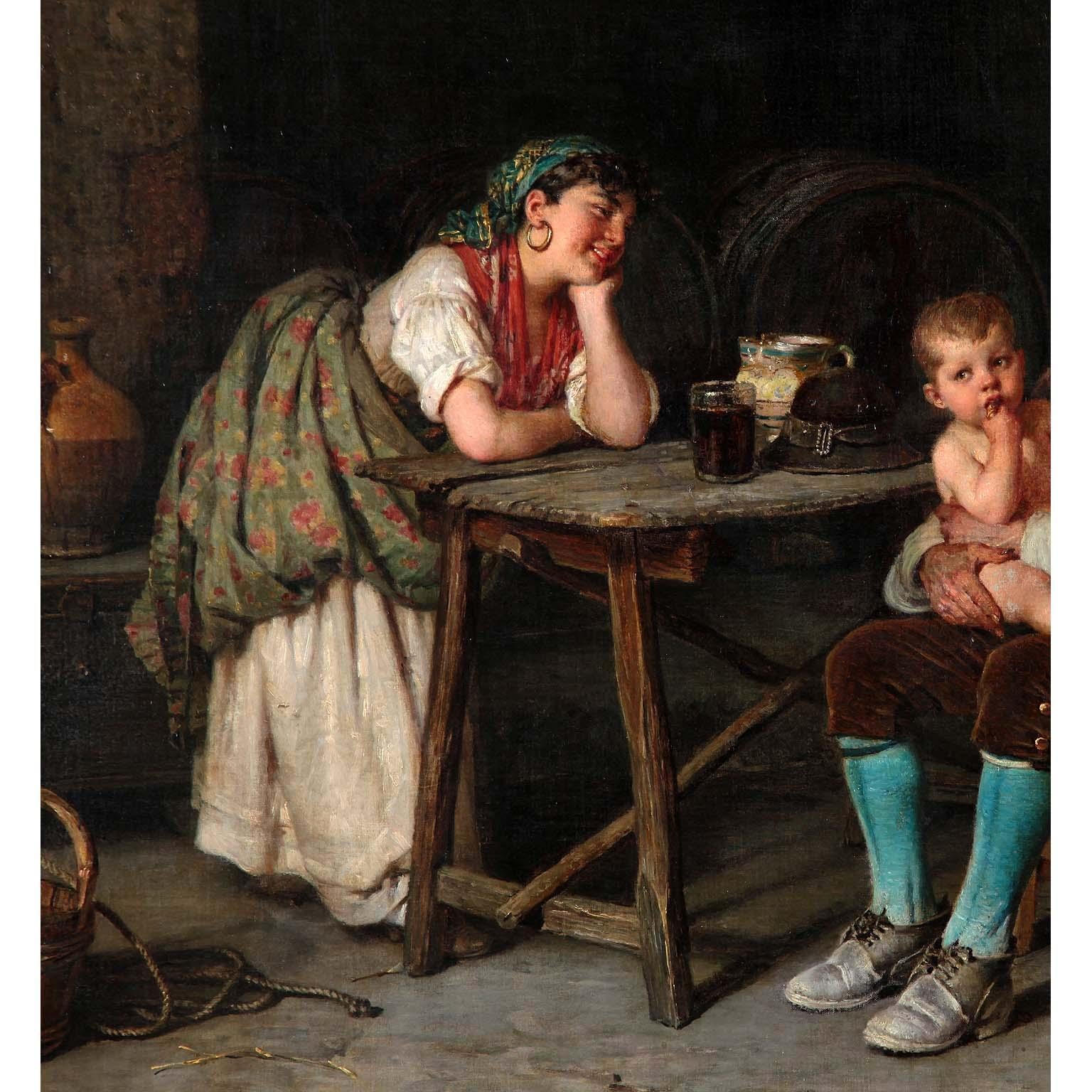 Italian Federico Mazzotta 19th Century Oil on Canvas 