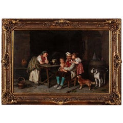 Federico Mazzotta (Italian 1839--1897) Oil on Canvas Grandchildren & Grandfather