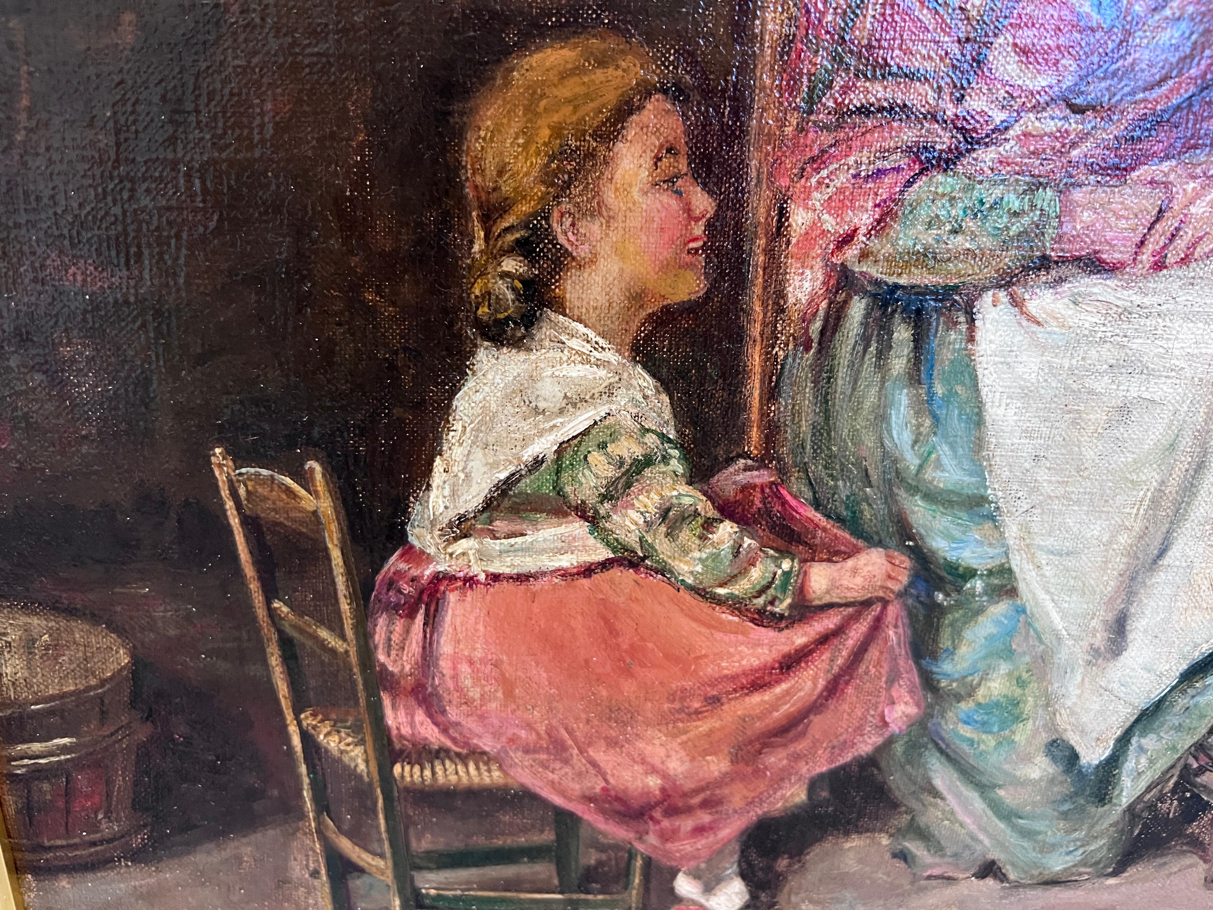 1904 L.Scott After Federico Mazzotta Antique Oil painting on canvas, Genre scene For Sale 2