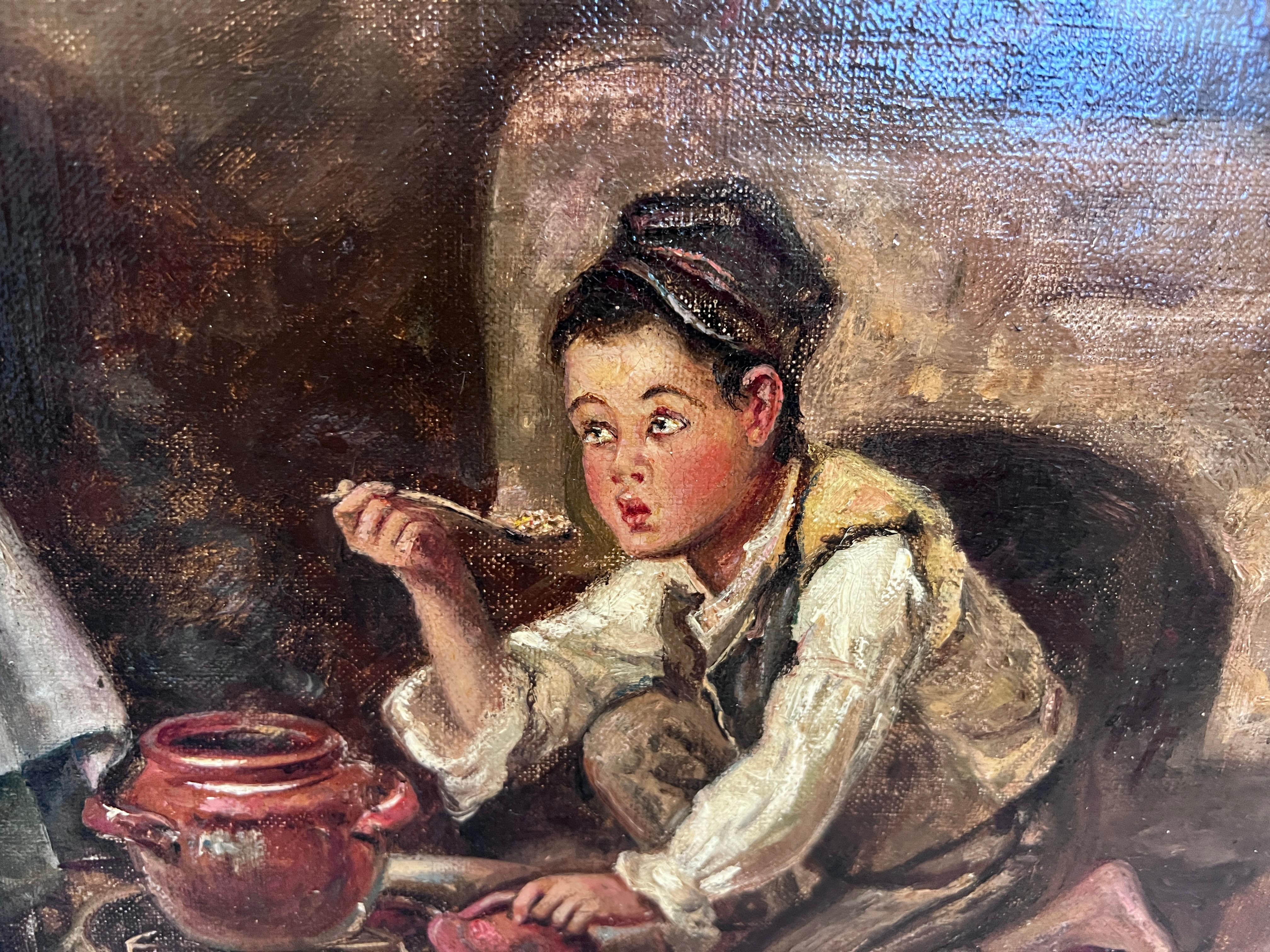 1904 L.Scott d'après Federico Mazzotta, peinture à l'huile sur toile, scène de genre en vente 4