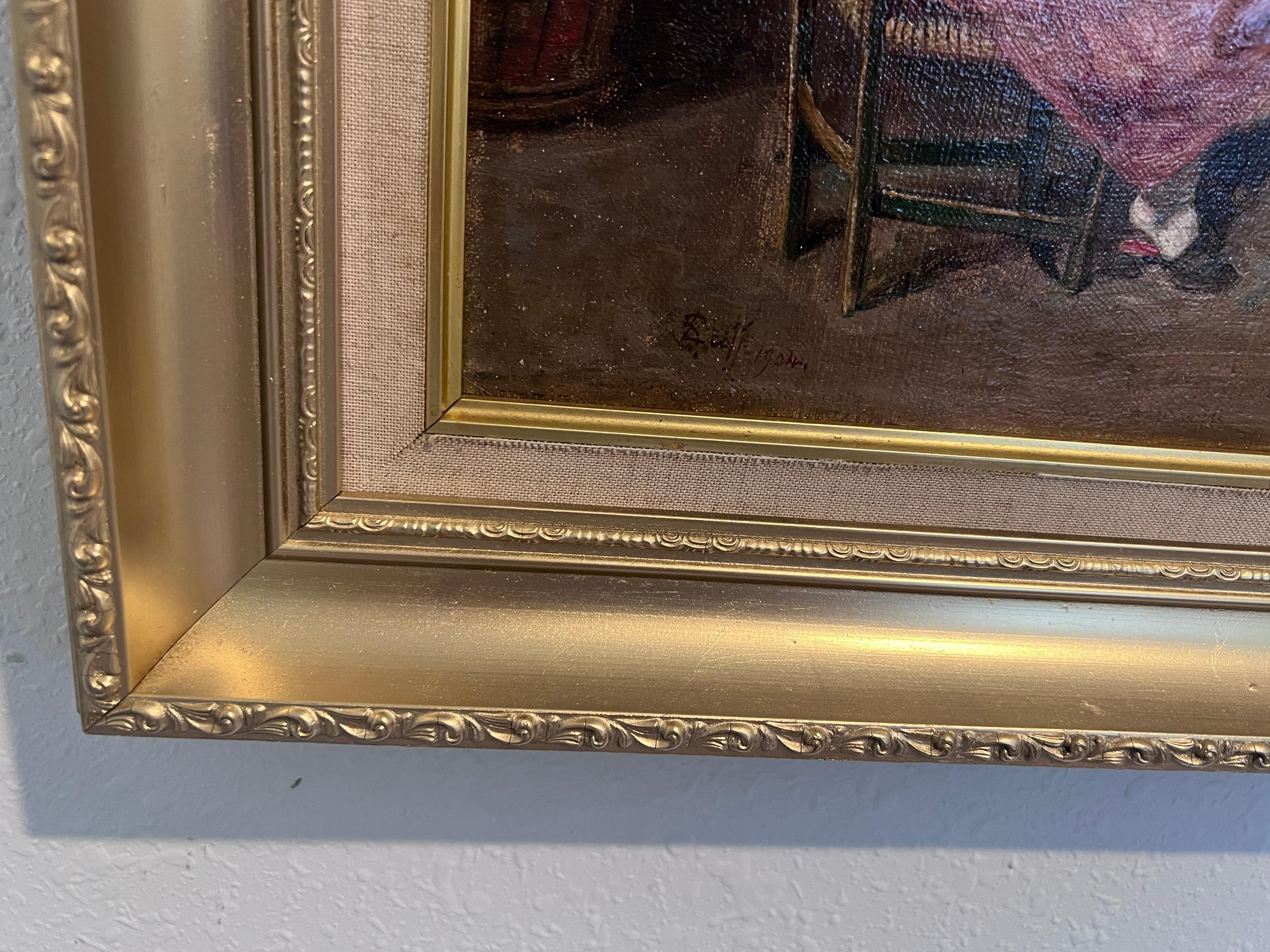 1904 L.Scott After Federico Mazzotta Antique Oil painting on canvas, Genre scene For Sale 5