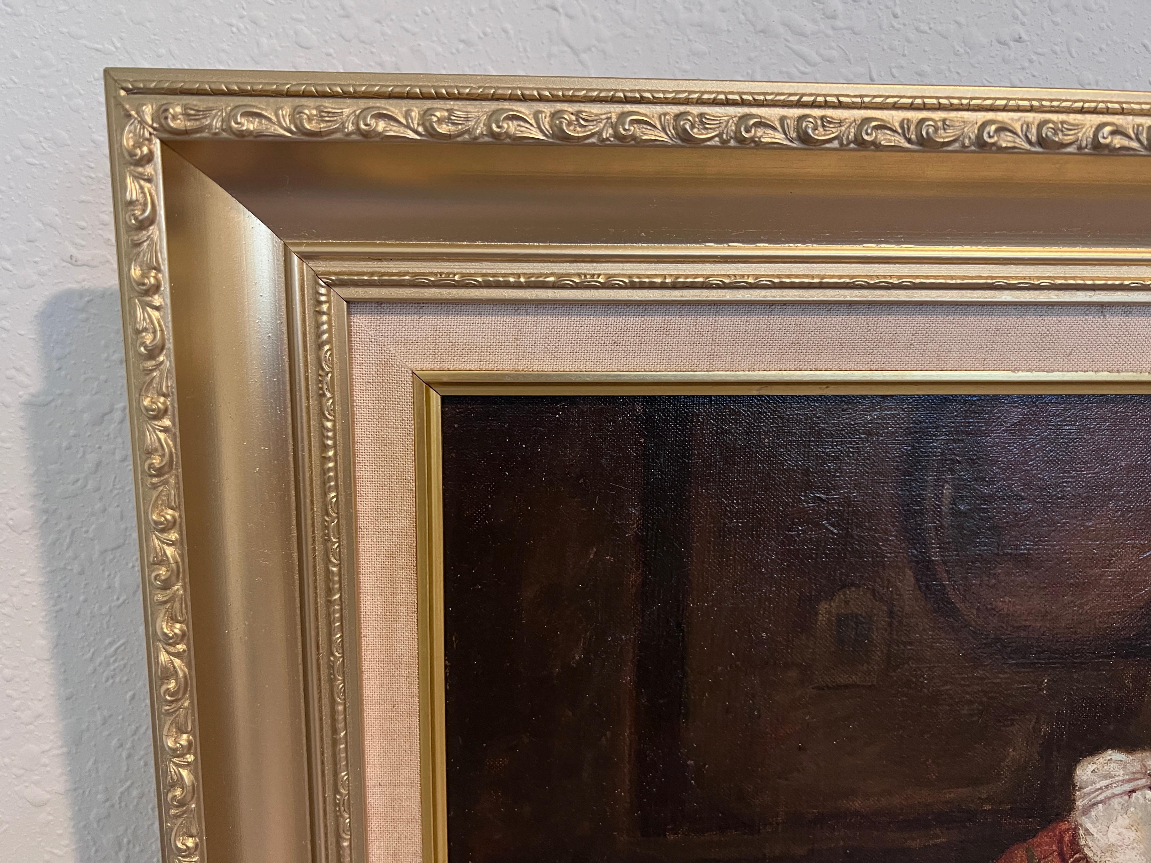 1904 L.Scott After Federico Mazzotta Antique Oil painting on canvas, Genre scene For Sale 6