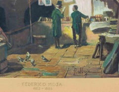 Glimpse of the City - Lithograph by Federico Moja - 19th Century