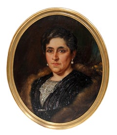 Dama con estola - Óleo sobre tabla