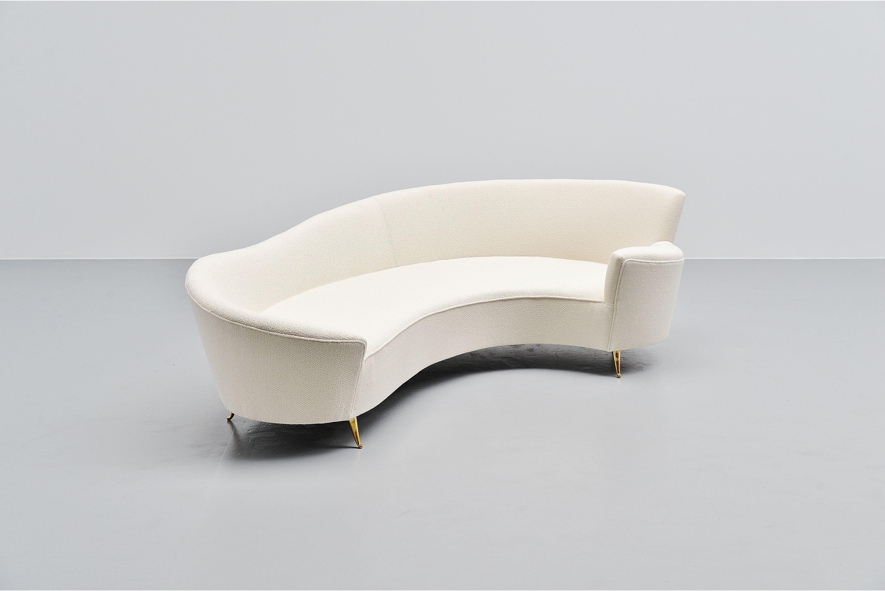 Mid-Century Modern Federico Munari Curved Lounge Sofa, Italy, 1960