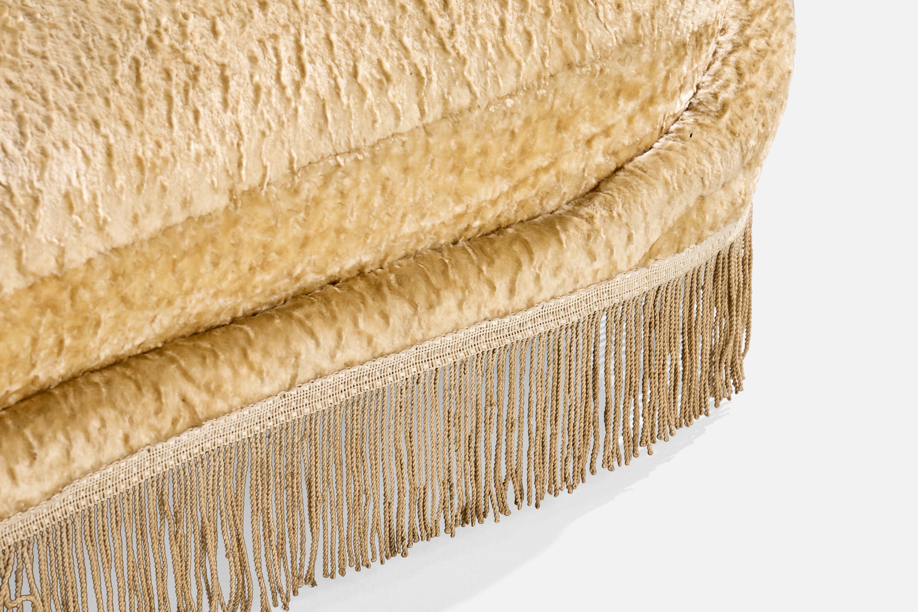 Federico Munari, Curved Sofa, Fabric, Brass, Italy, 1950s For Sale 3