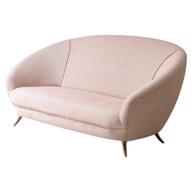 Federico Munari. Elegant two-seater sofa with bronze feet.