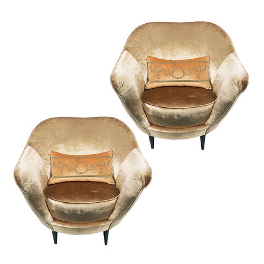 Mid-Century Modern Federico Munari Italian Lounge Chairs, a Pair