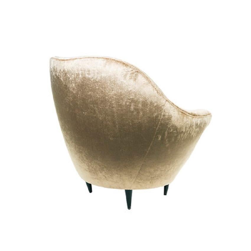 Velvet Federico Munari Italian Lounge Chairs, a Pair