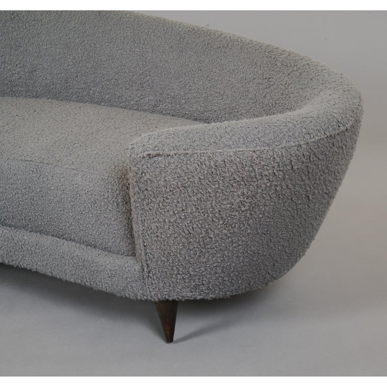 Federico Munari Large Curved Sofa in Dove Grey Boucle, Italy 1960's For Sale 11