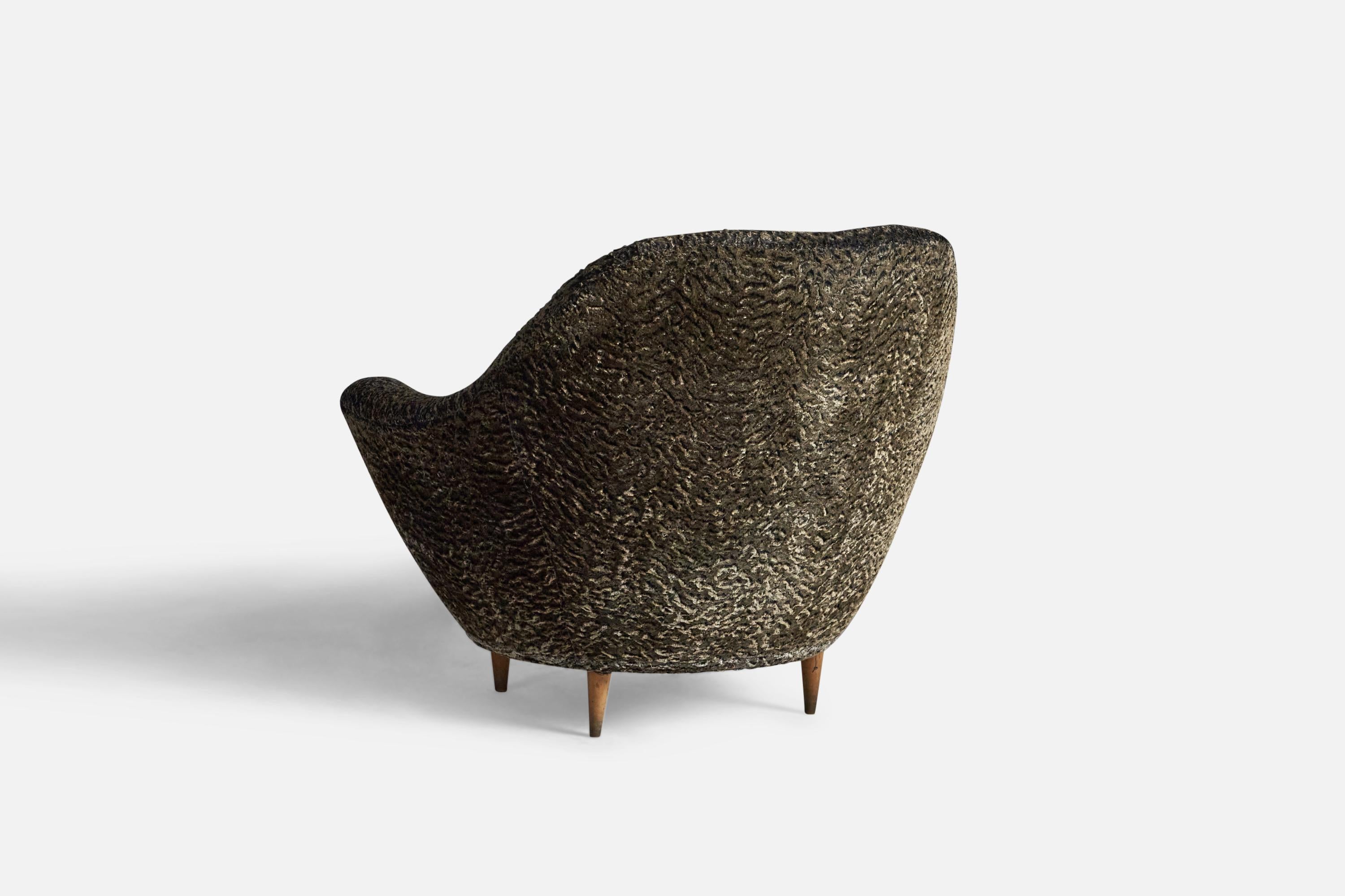Mid-20th Century Federico Munari, Lounge Chairs, Wood, Fabric, Italy, 1940s For Sale