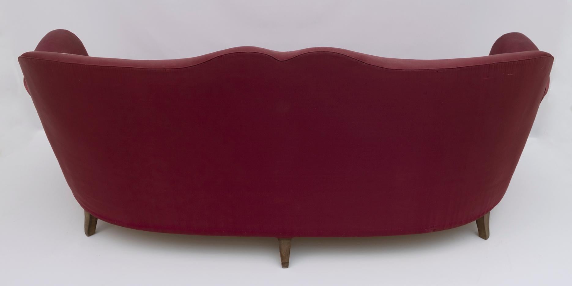 Federico Munari Mid-Century Modern Italian Curved Sofa, 1950s, Rare 5