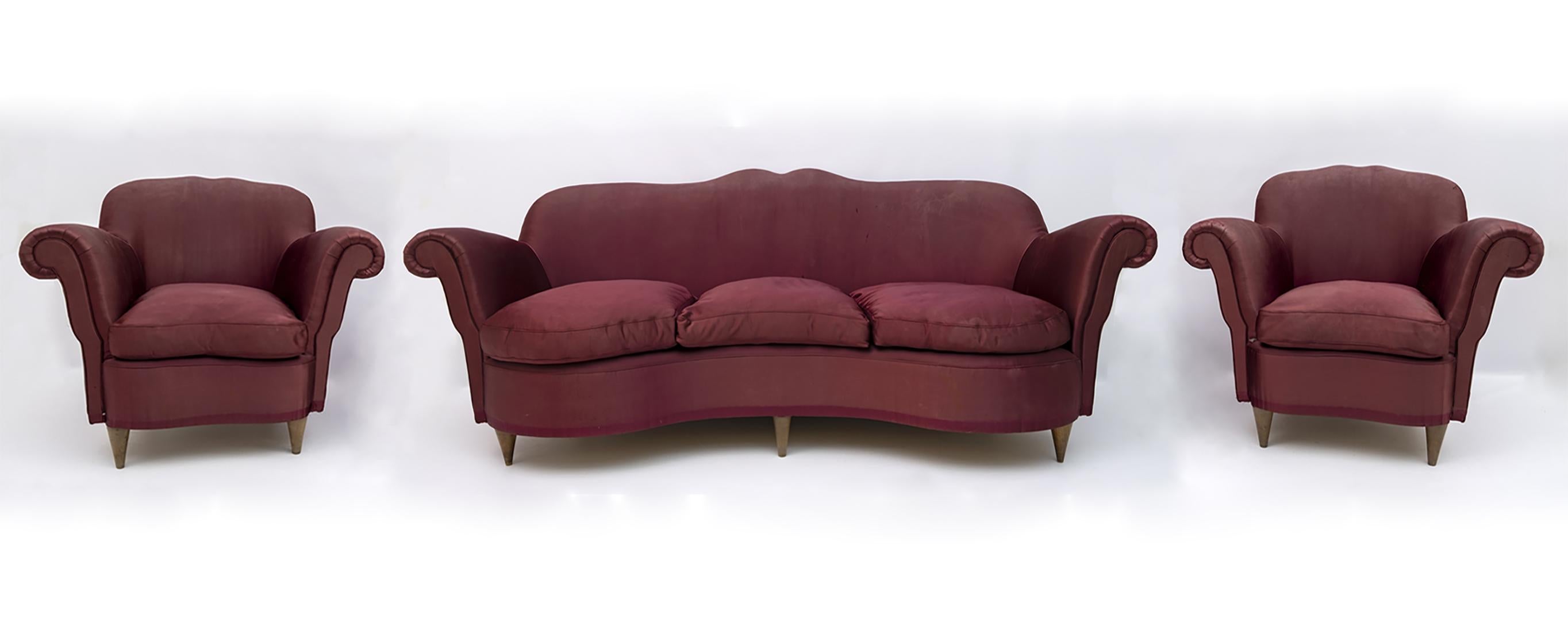 Federico Munari Mid-Century Modern Italian Curved Sofa, 1950s, Rare 7
