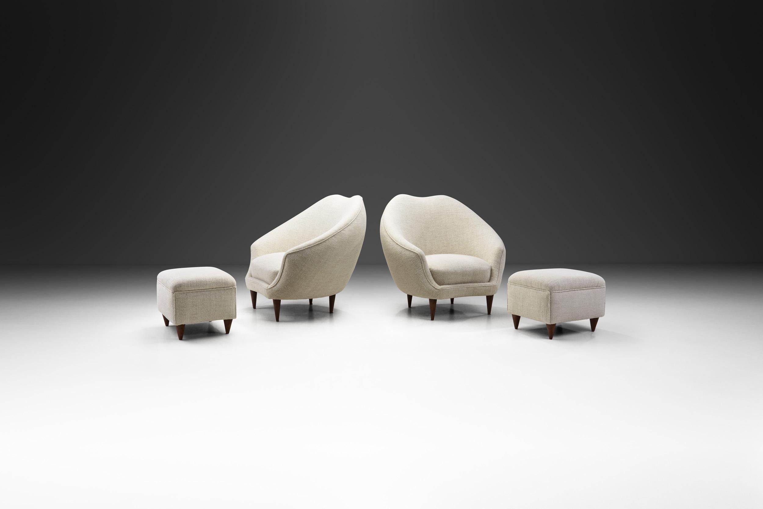 The Italian furniture and interior designer, Federico Munari is known as a master of elegantly organic forms. His seating models - including these chairs - were created to highlight the spirit of rebirth of post-war furniture design characterized by