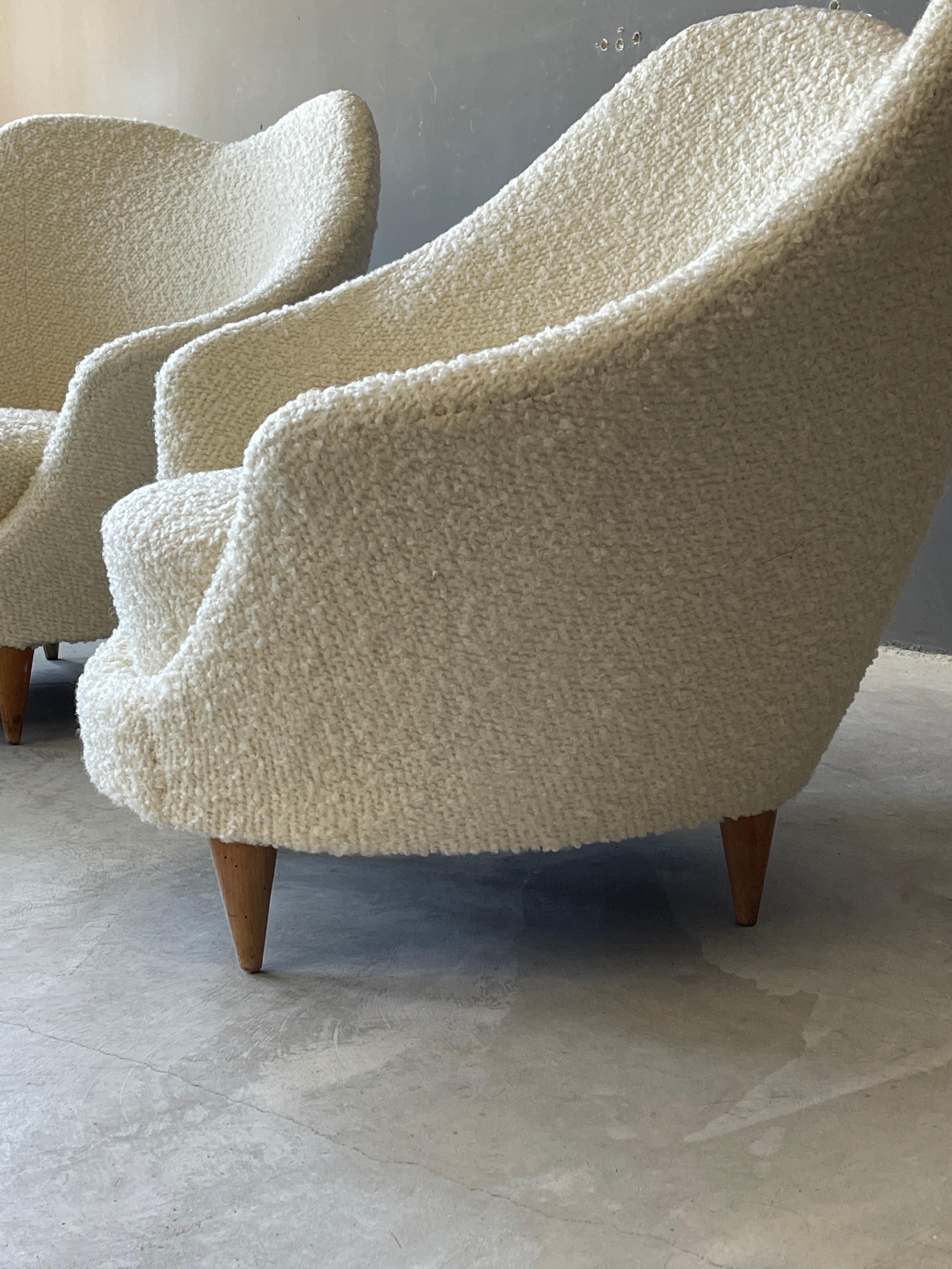 white boucle lounge chair