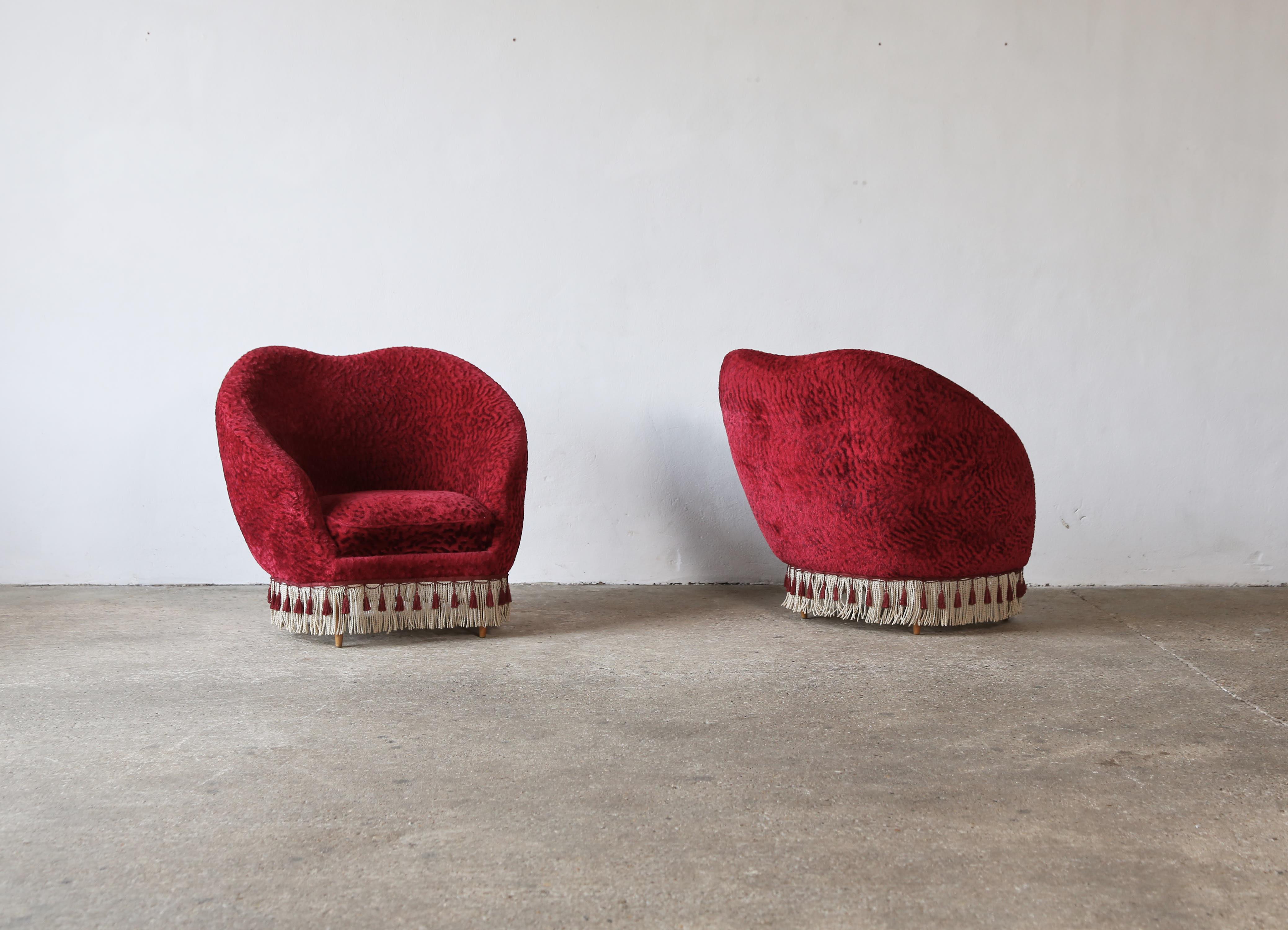 Mid-Century Modern Federico Munari Pair of Lounge Chairs, Italy, 1950s For Sale
