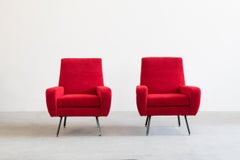 Giuseppe Munari Set di due poltrone rosse di Premiata Fabbrica Munari, anni '60